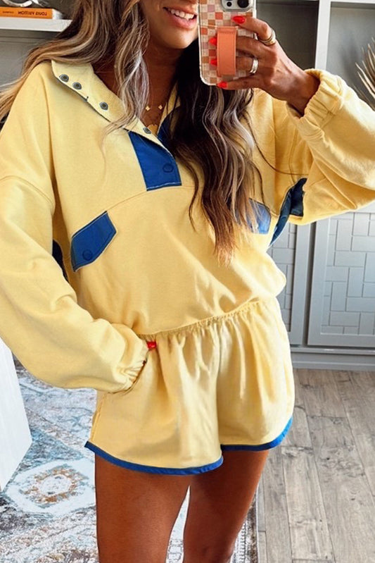 Yellow Colorblock Shorts Set August.