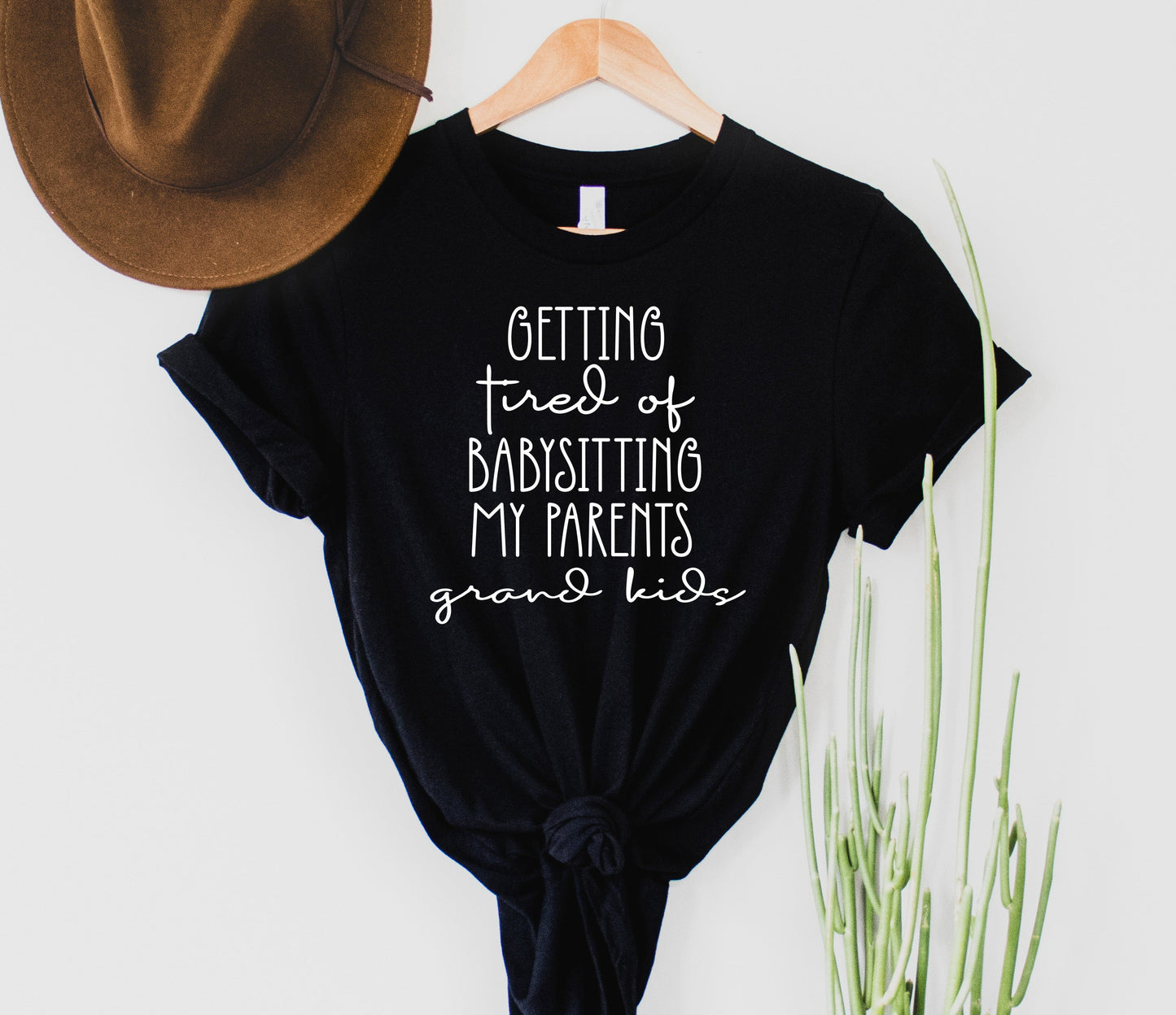Wholesale Tired of babysitting my parents grand kids Graphic Tee - Black