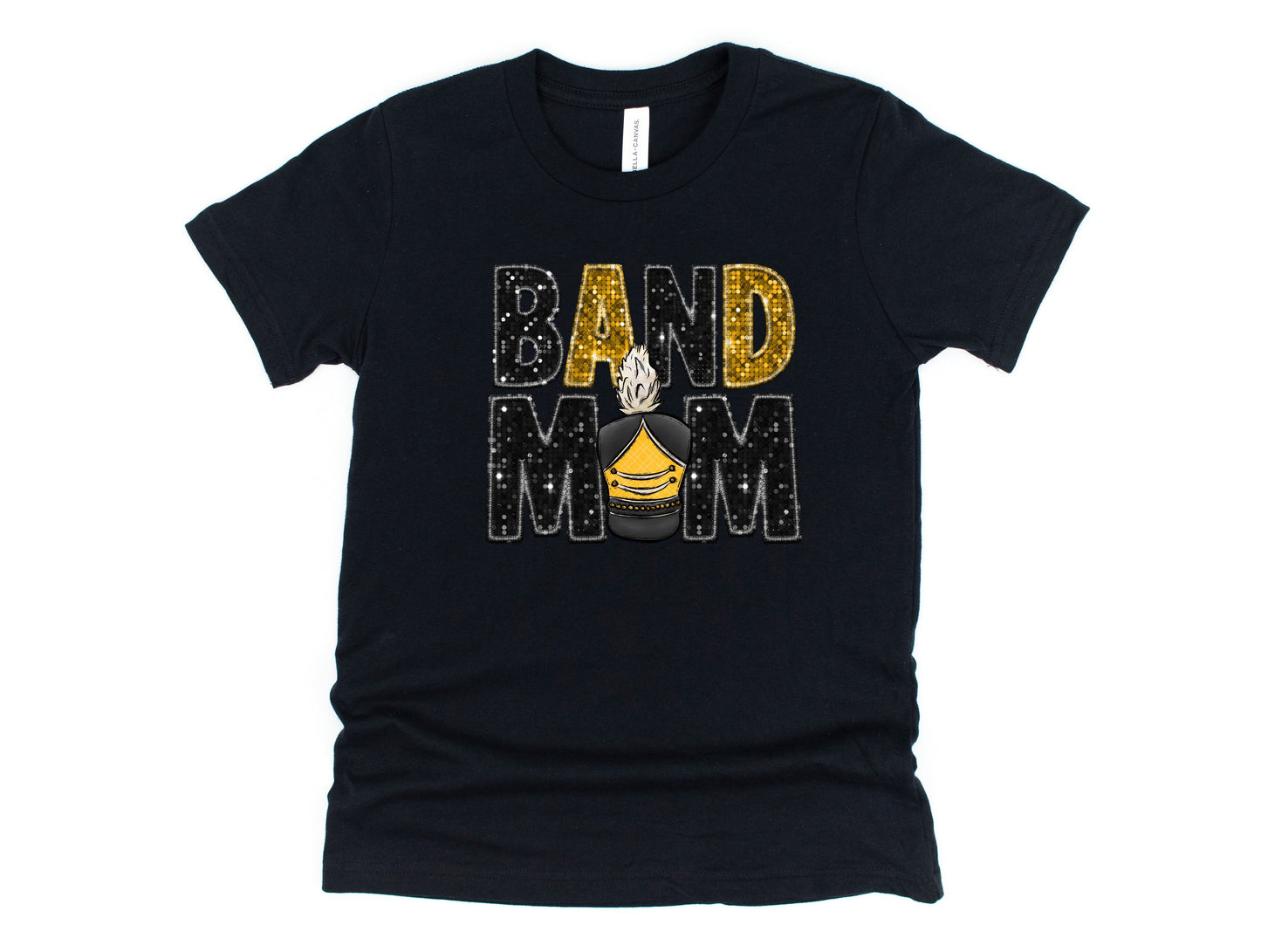 Wholesale Band Mom Bling Graphic Tee - Black Tee