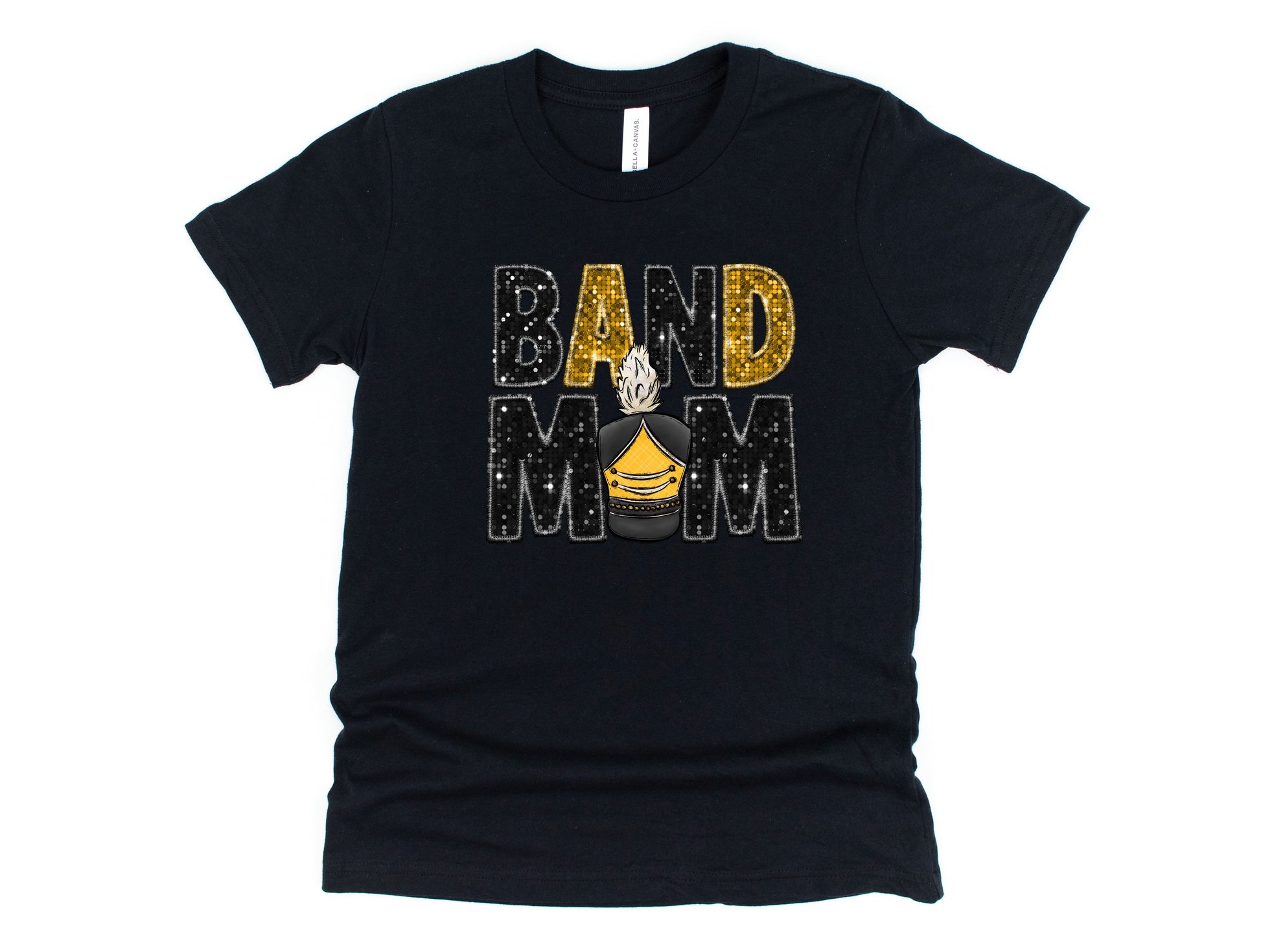 Wholesale Band Mom Bling Graphic Tee - Black Tee