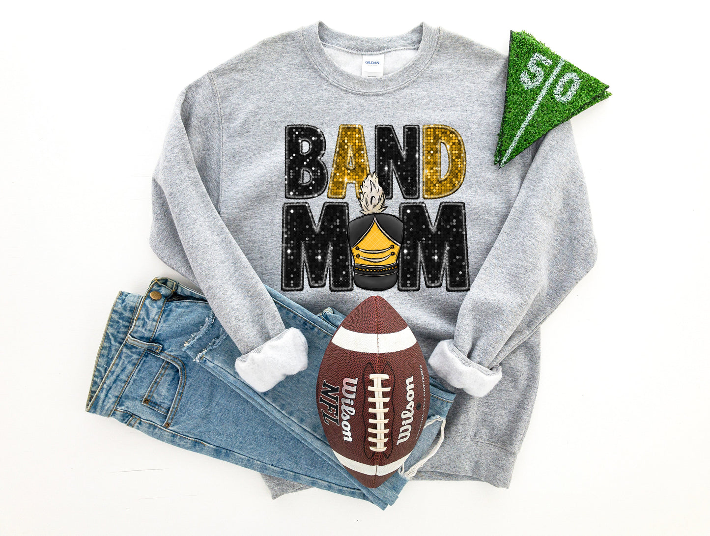 Wholesale Band Mom Bling Graphic Tee - White Tee