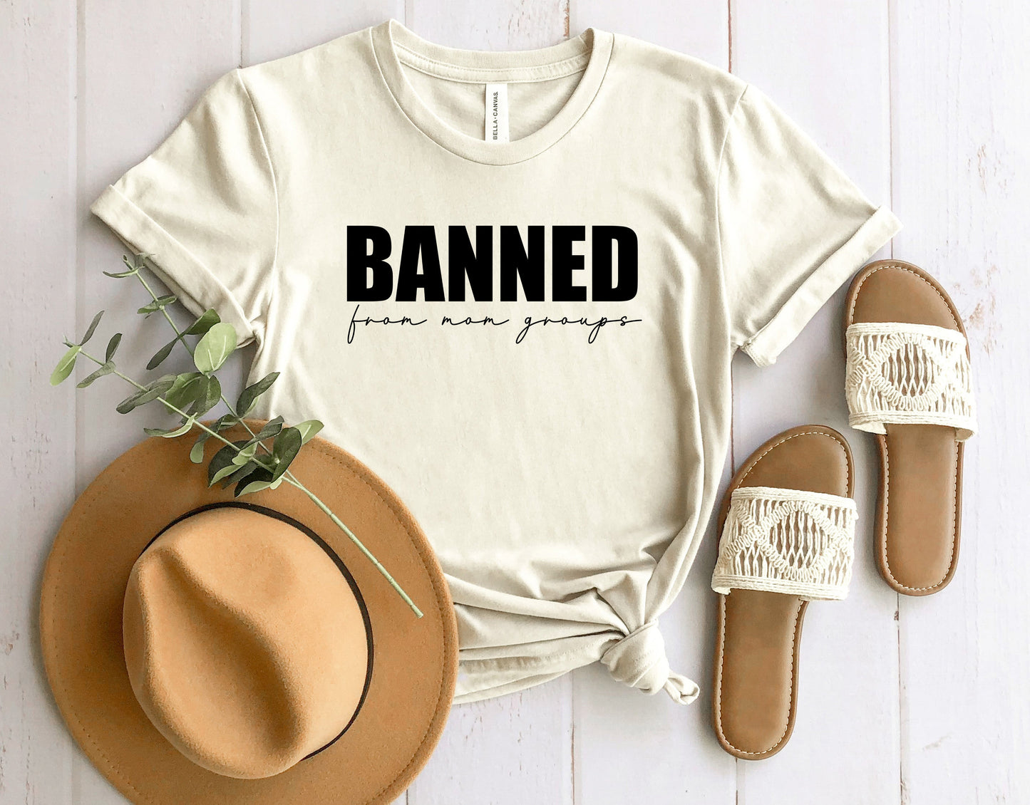 Wholesale Banned from Mom Groups Graphic Tee - Heather Green