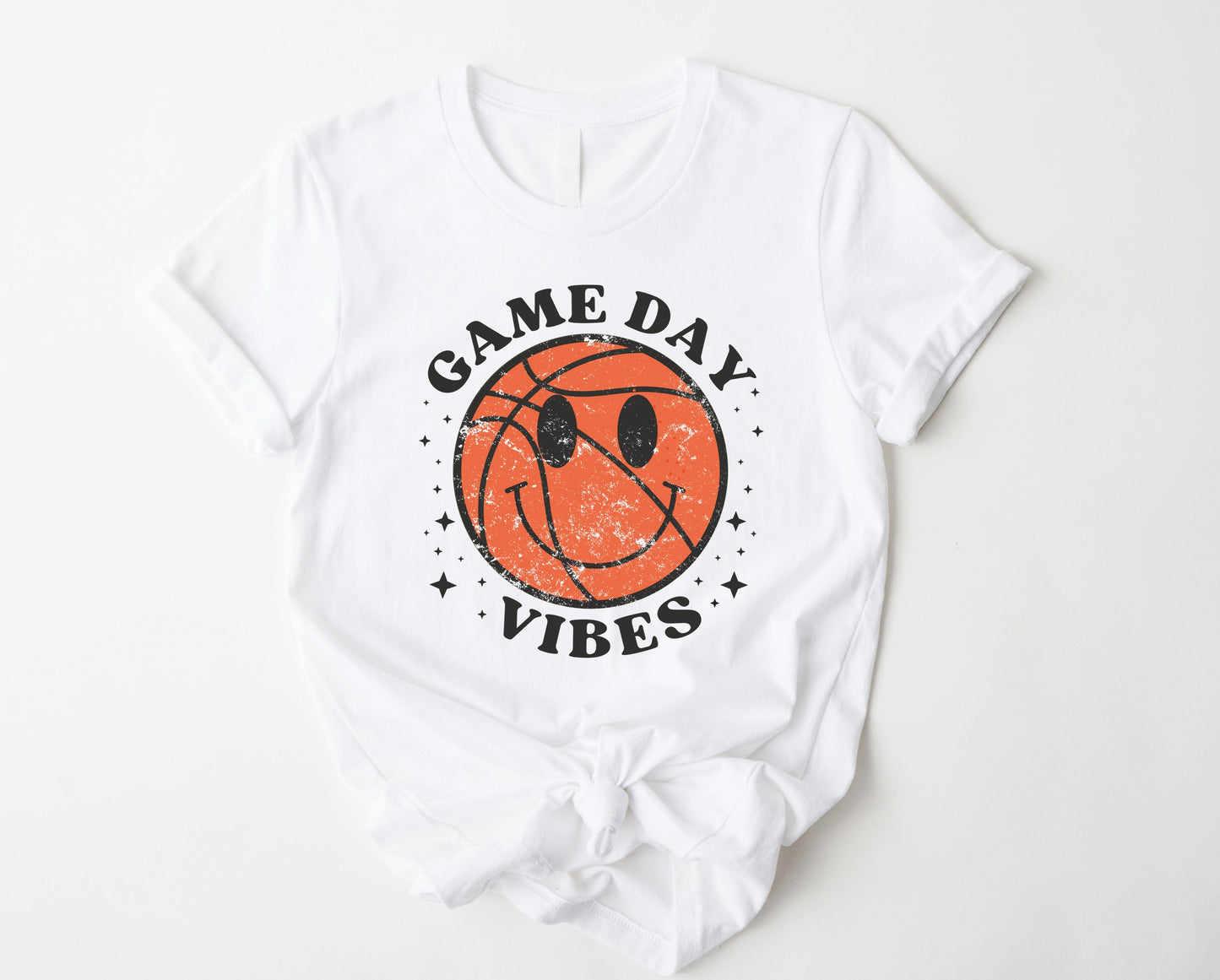 Wholesale Basketball Game Day Vibes Graphic Tee - White