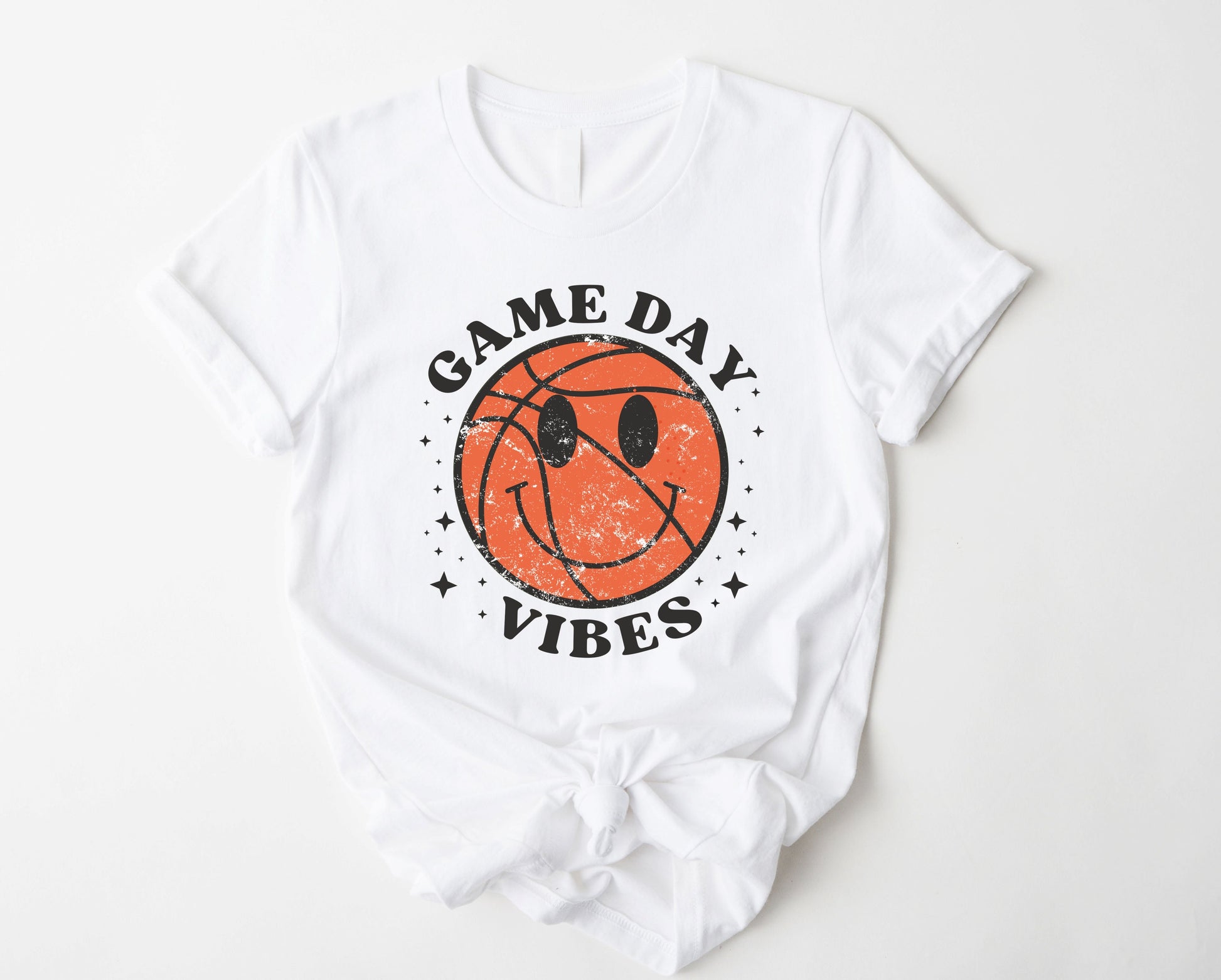 Wholesale Basketball Game Day Vibes Graphic Tee - White