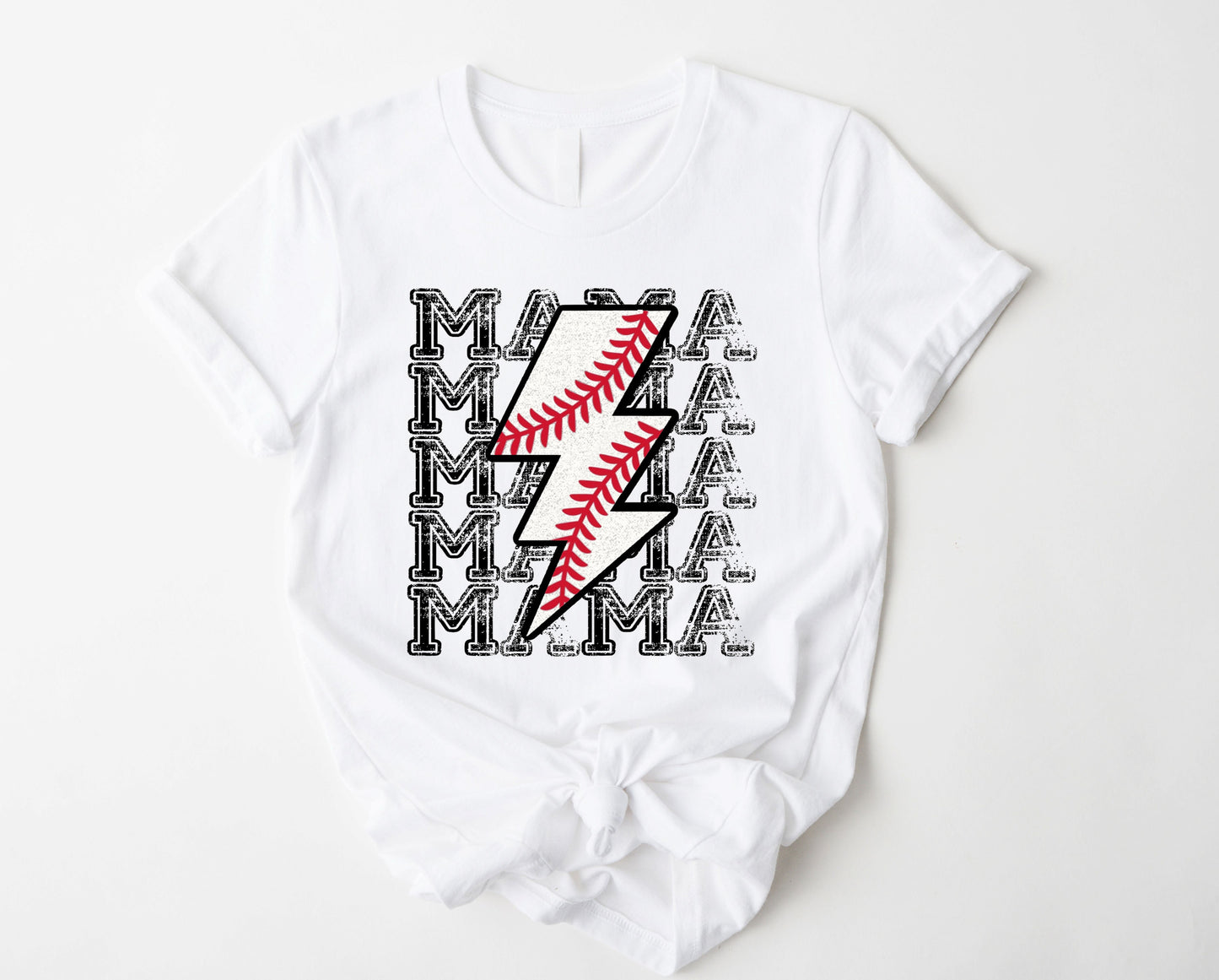 Wholesale Baseball Mama Bolt Graphic Tee - Heather Grey
