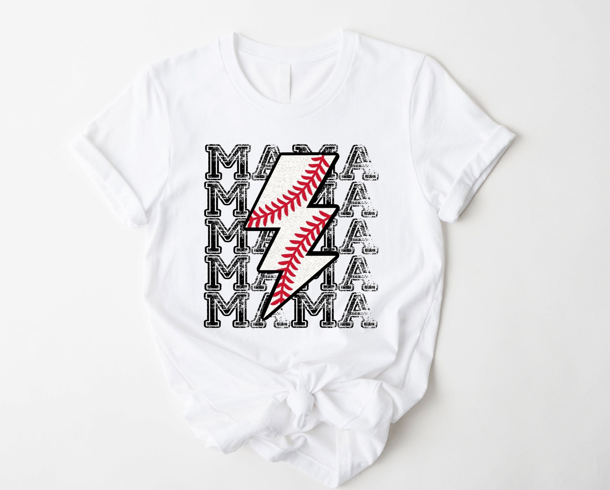 Wholesale Baseball Mama Bolt Graphic Tee - Heather Grey