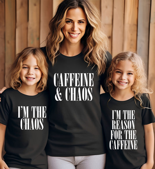 Wholesale Caffeine & Chaos Graphic Tee - Black Tee