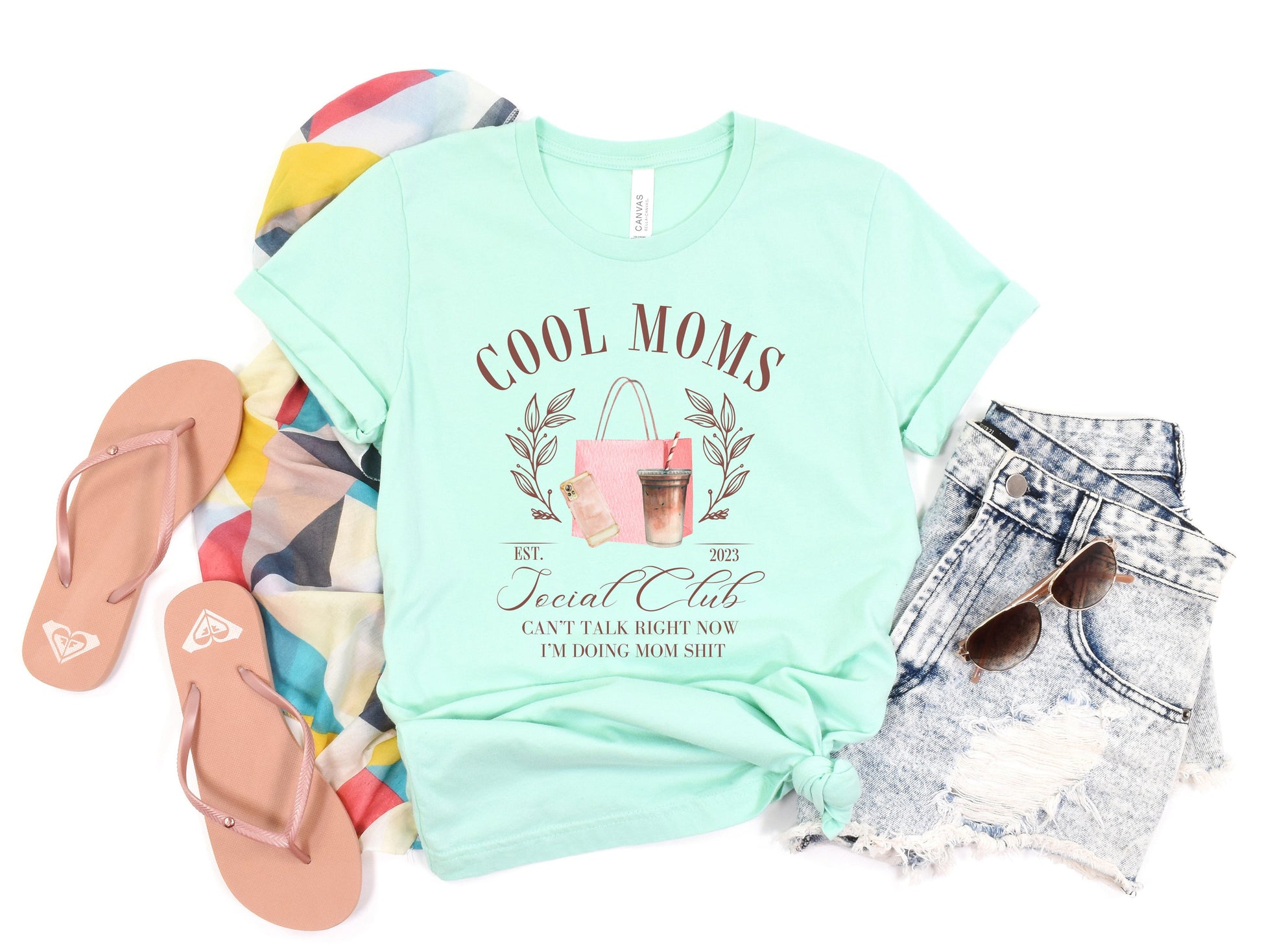 Wholesale Cool Moms Social Club Graphic Tee - Sand