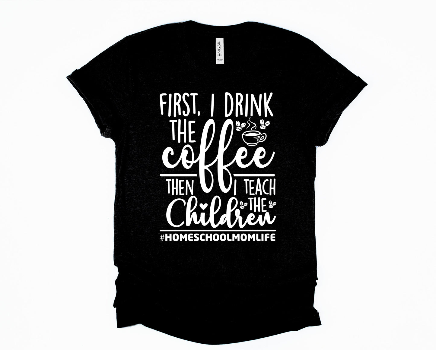Wholesale First I Drink the Coffee Graphic Tee - Black