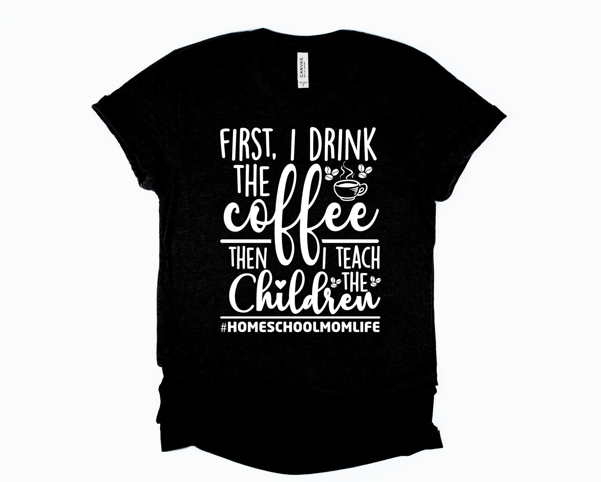 Wholesale First I Drink the Coffee Graphic Tee - Black