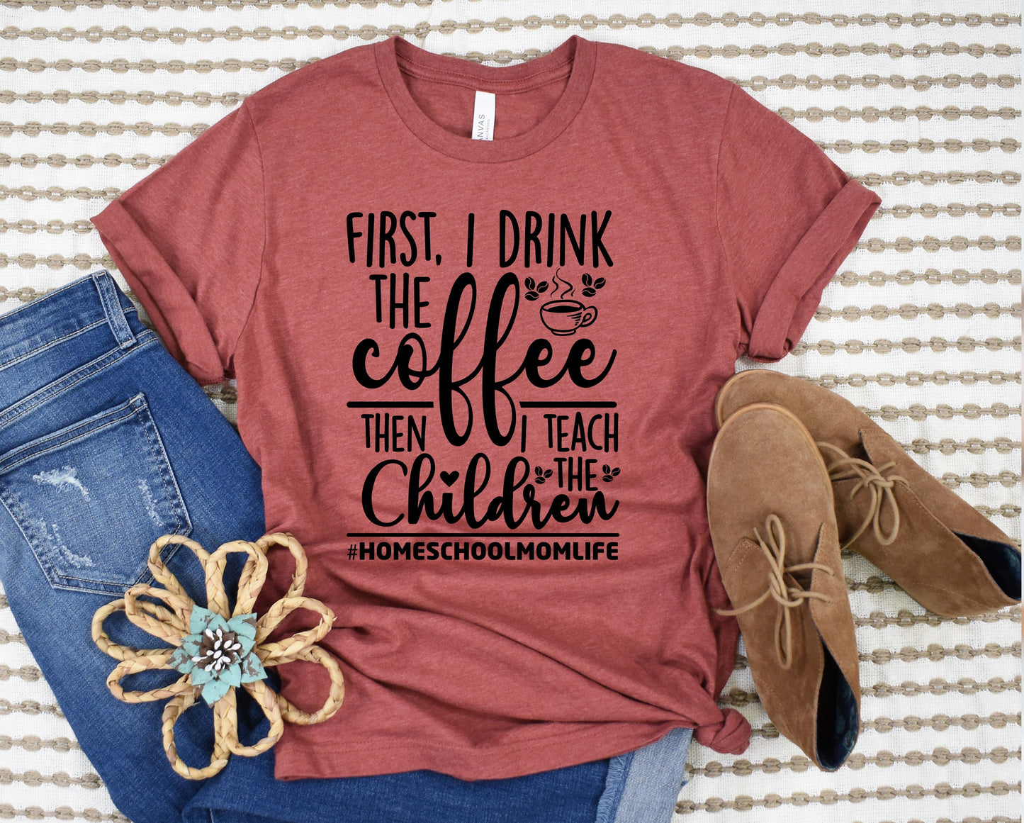 Wholesale First I Drink the Coffee Graphic Tee - White