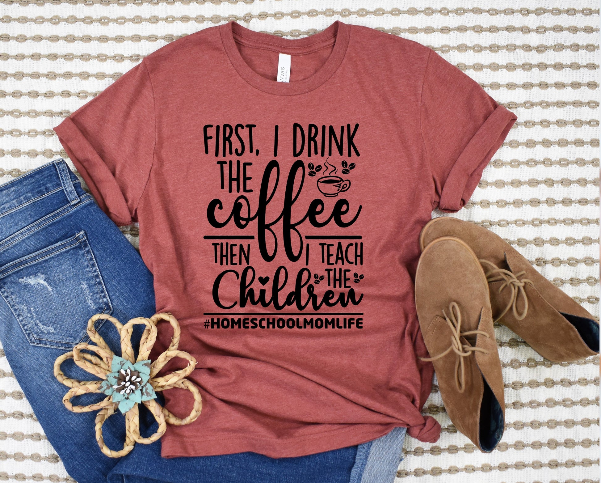 Wholesale First I Drink the Coffee Graphic Tee - White