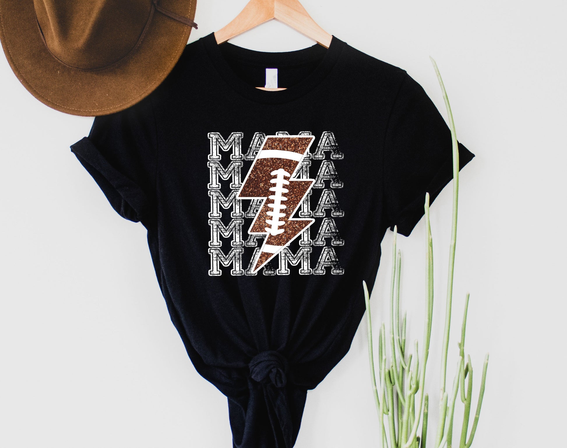 Wholesale Football mama lightening Graphic Tee - Heather Grey