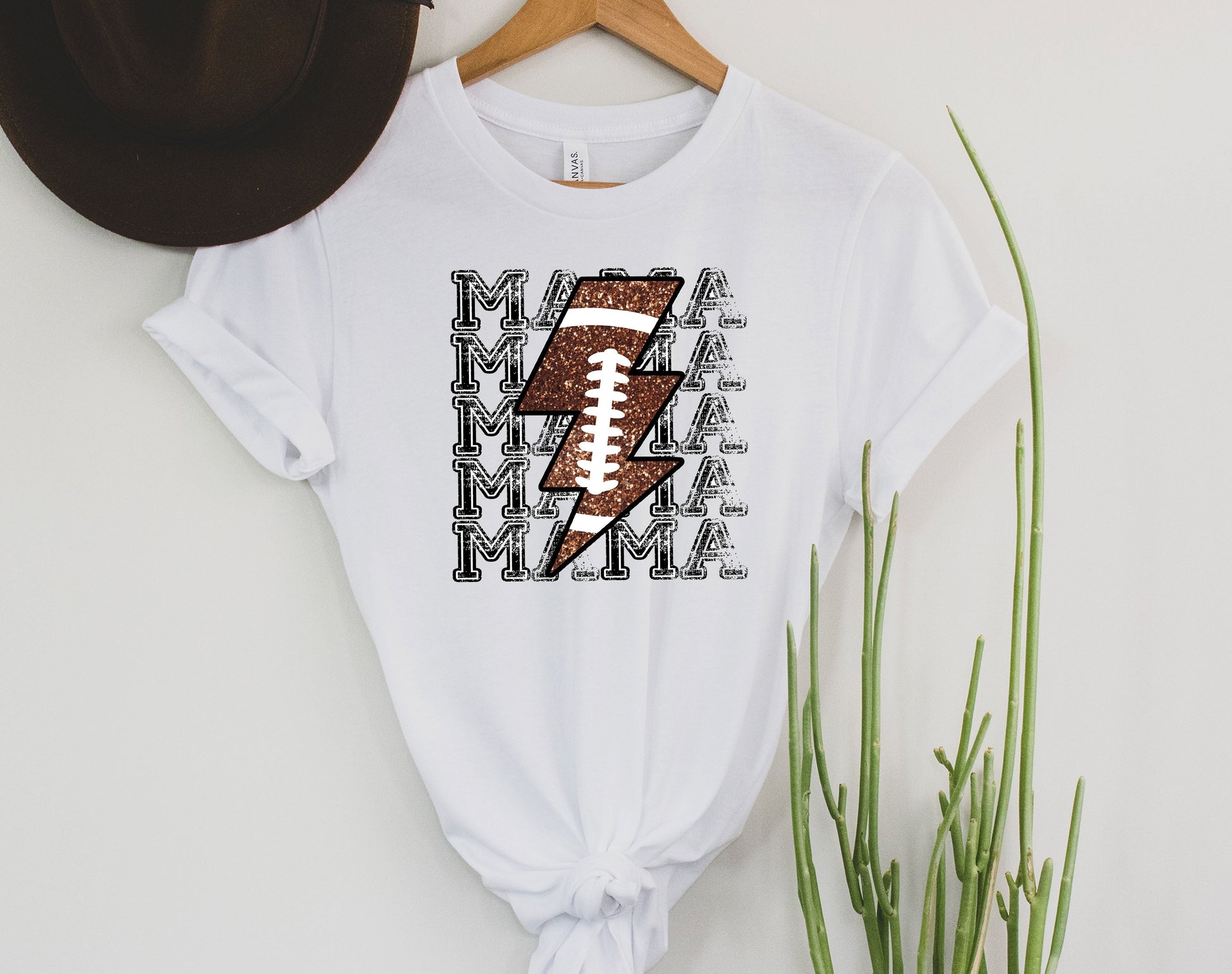 Wholesale Football mama lightening Graphic Tee - Sand