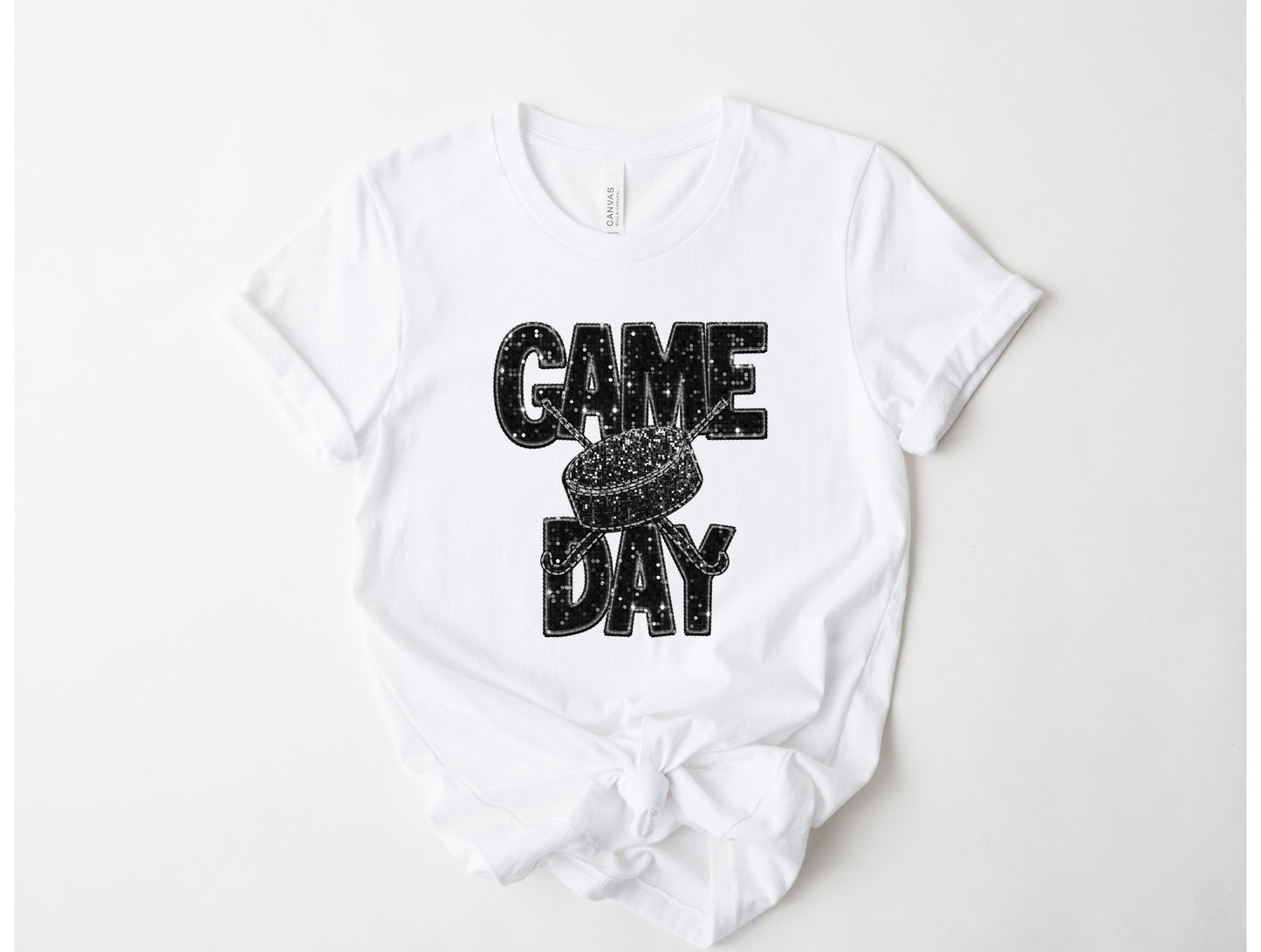 Wholesale Hockey Bling Graphic Tee - White Sweatshirt