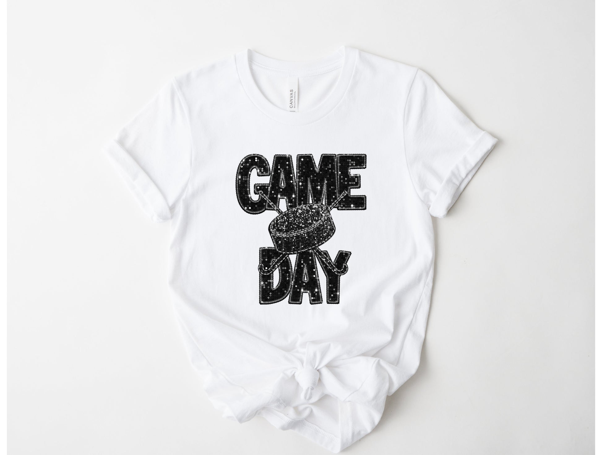 Wholesale Hockey Bling Graphic Tee - White Sweatshirt
