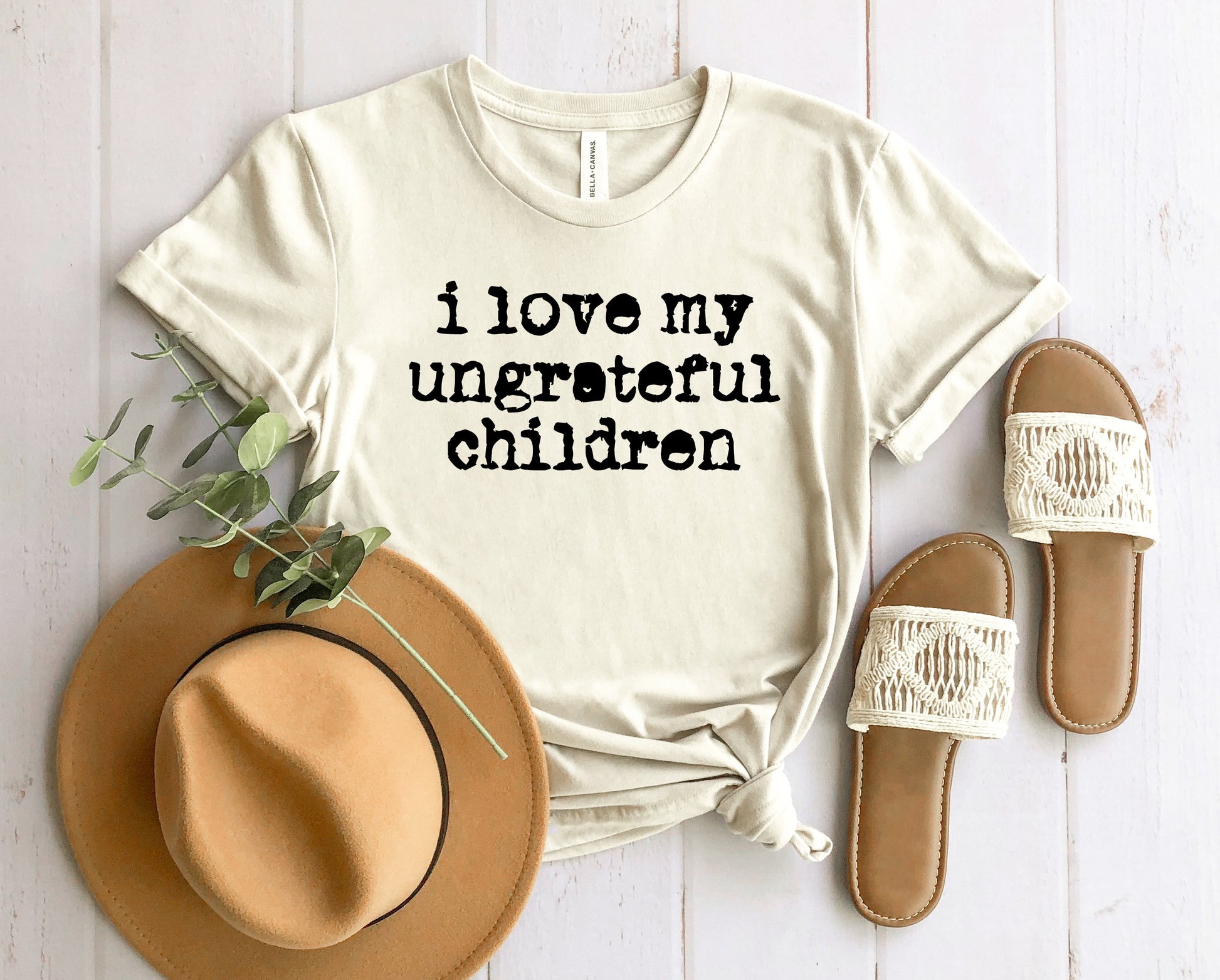 Wholesale I Love my Ungrateful Children Graphic Tee - Heather Sand