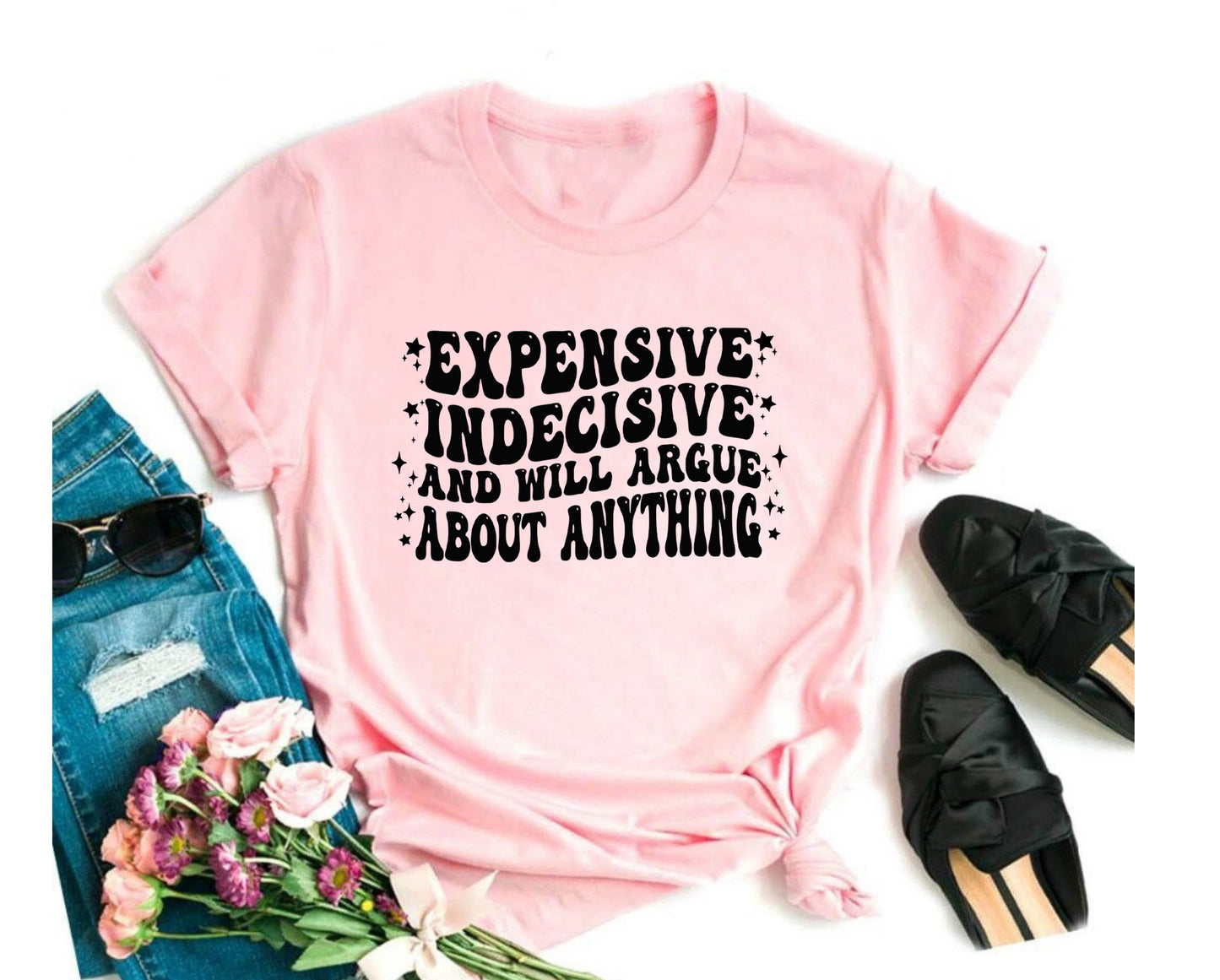 Wholesale Expensive & Indecisive Graphic Tee - Pink