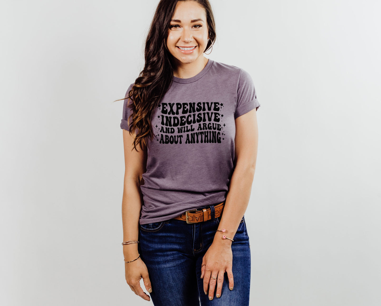 Wholesale Expensive & Indecisive Graphic Tee - Heather Purple