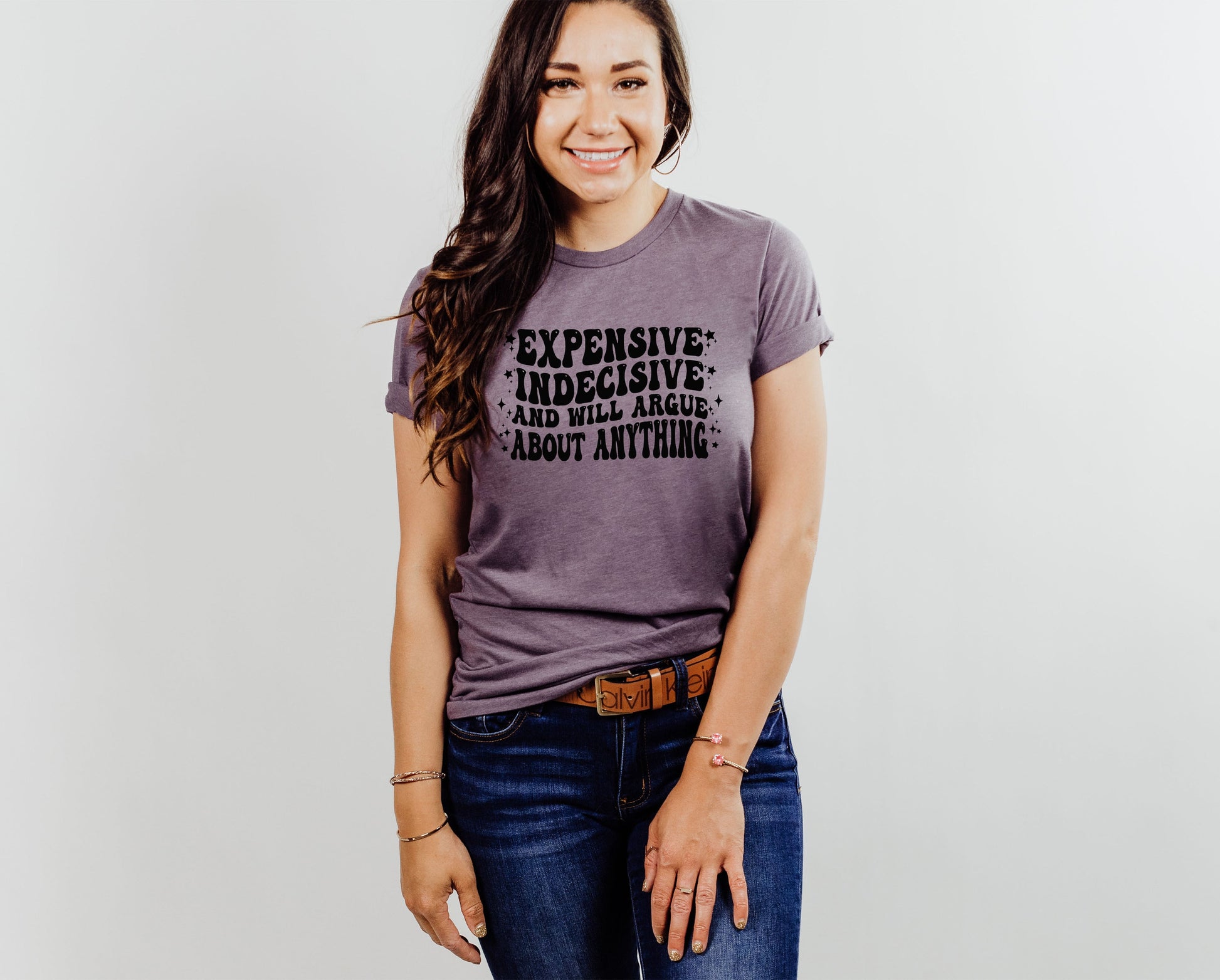 Wholesale Expensive & Indecisive Graphic Tee - Heather Purple