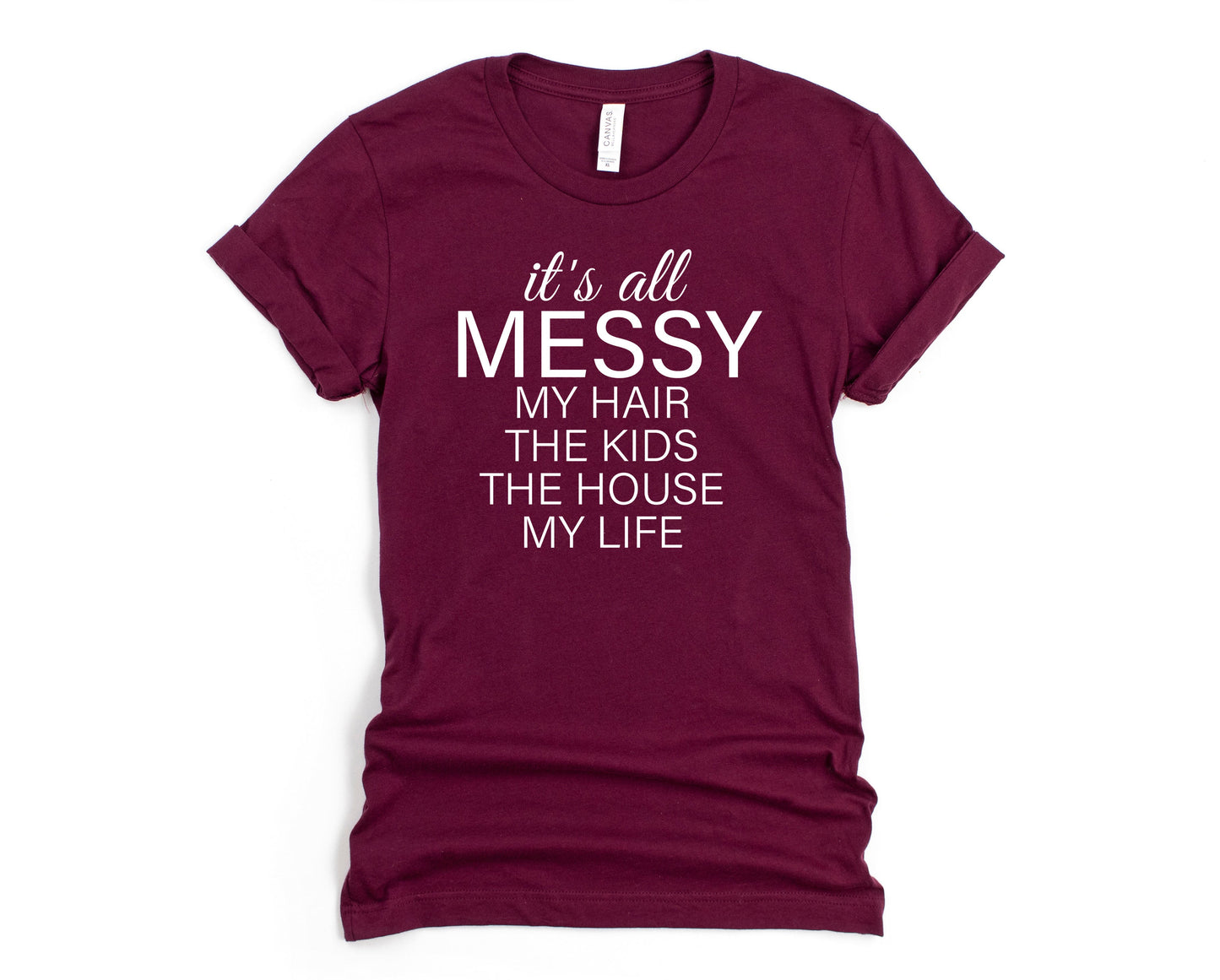 Wholesale It's All Messy Graphic Tee - Maroon