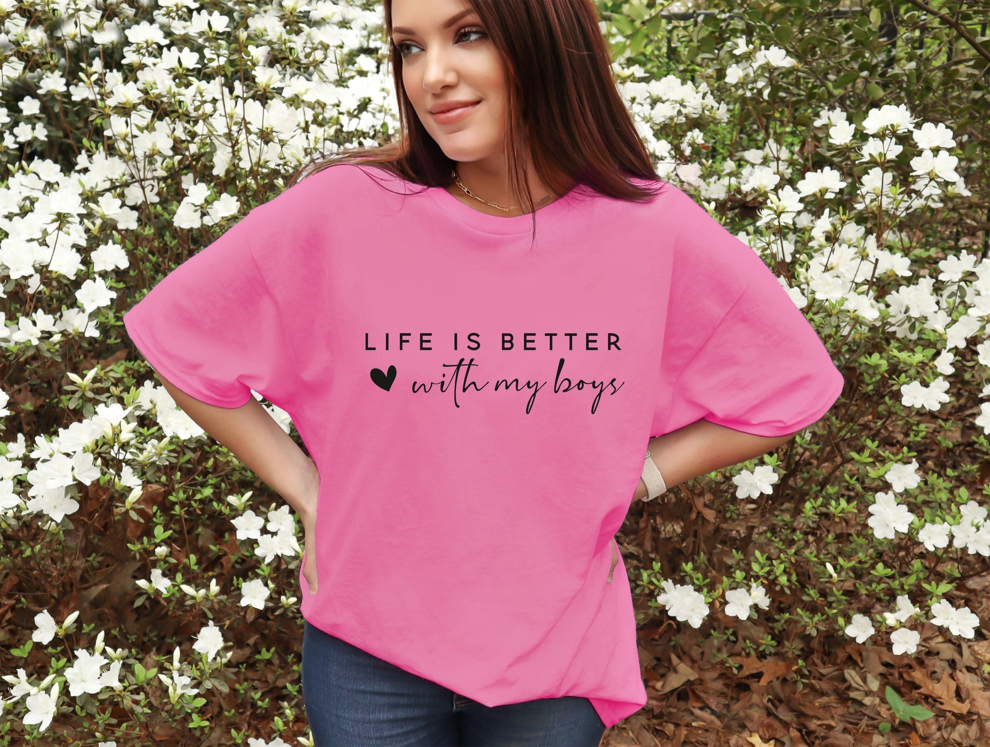 Wholesale Life is Better with My Boys Graphic Tee - Orchid
