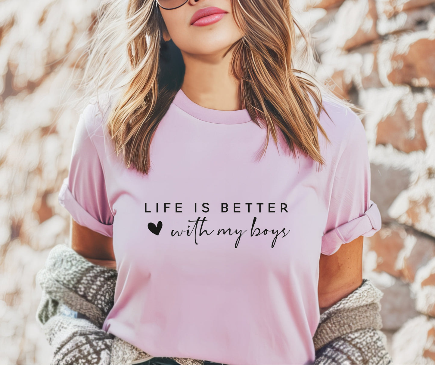 Wholesale Life is Better with My Boys Graphic Tee - Old Gold