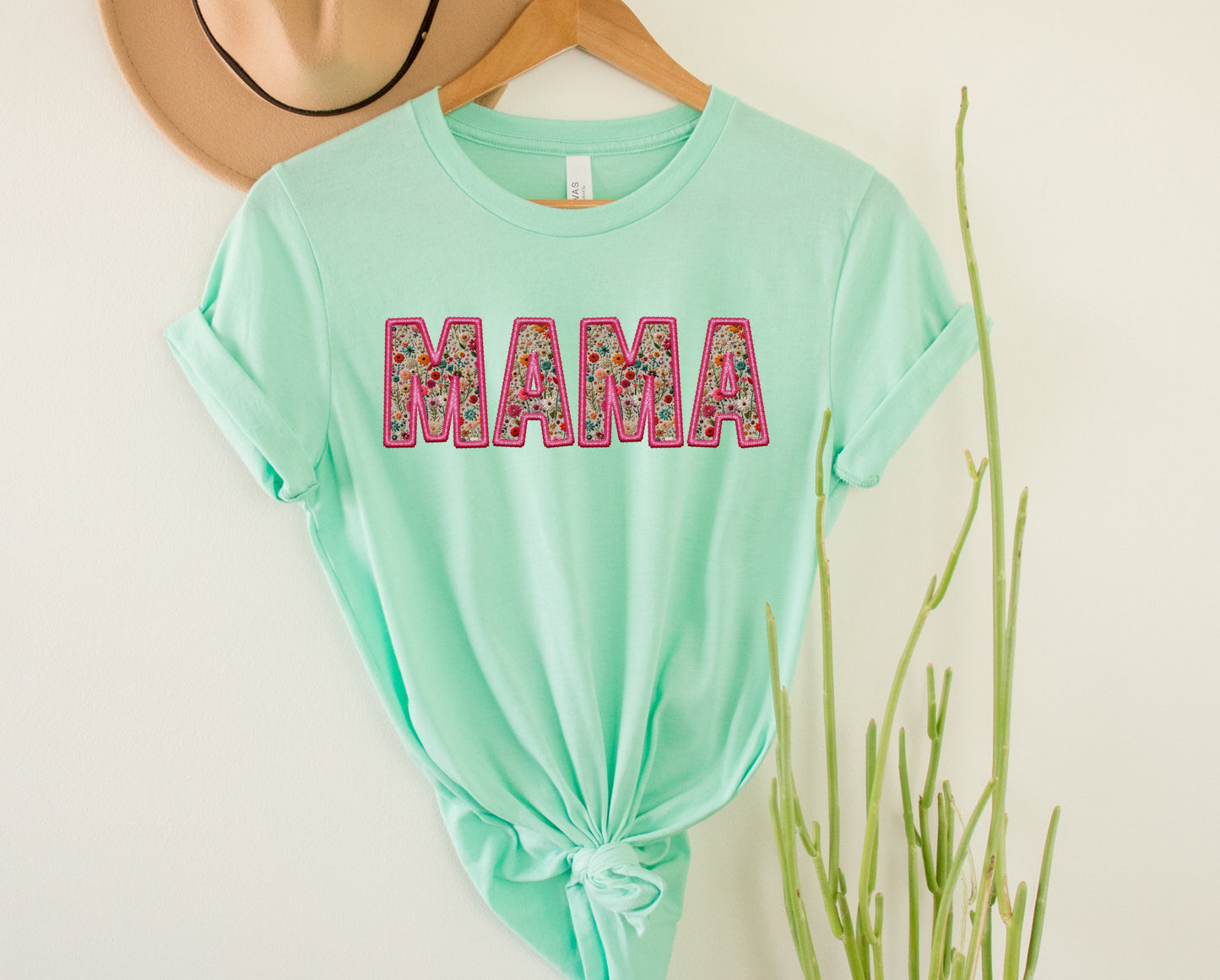 Wholesale Mama Embroidery Graphic Tee - Pink