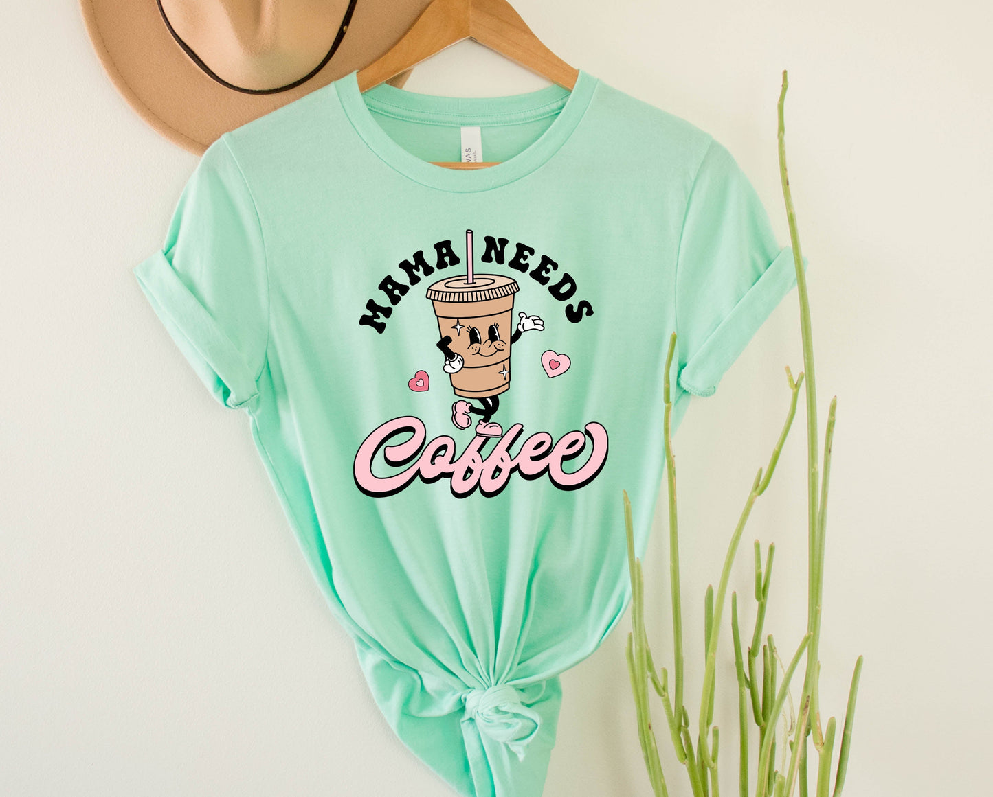 Wholesale Mama Needs Coffee Graphic Tee - Mint