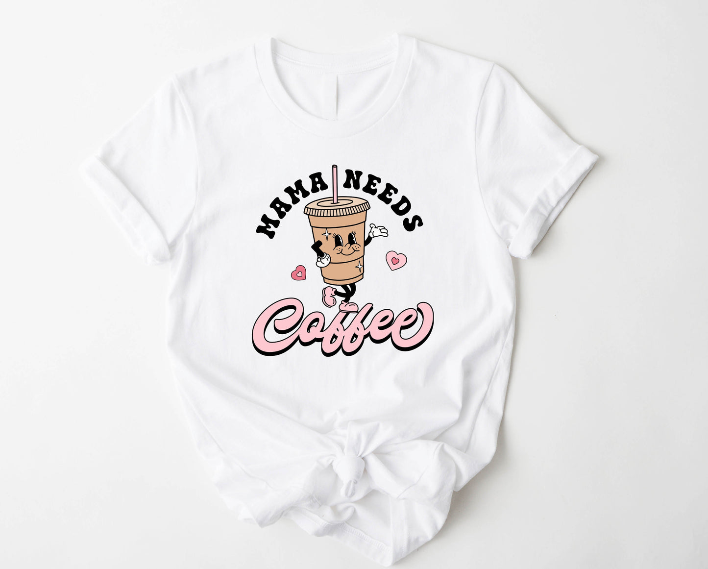 Wholesale Mama Needs Coffee Graphic Tee - White