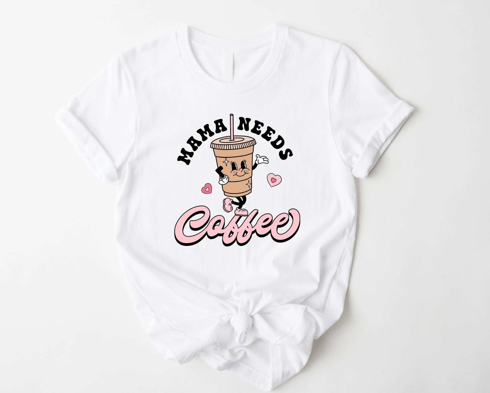 Wholesale Mama Needs Coffee Graphic Tee - White