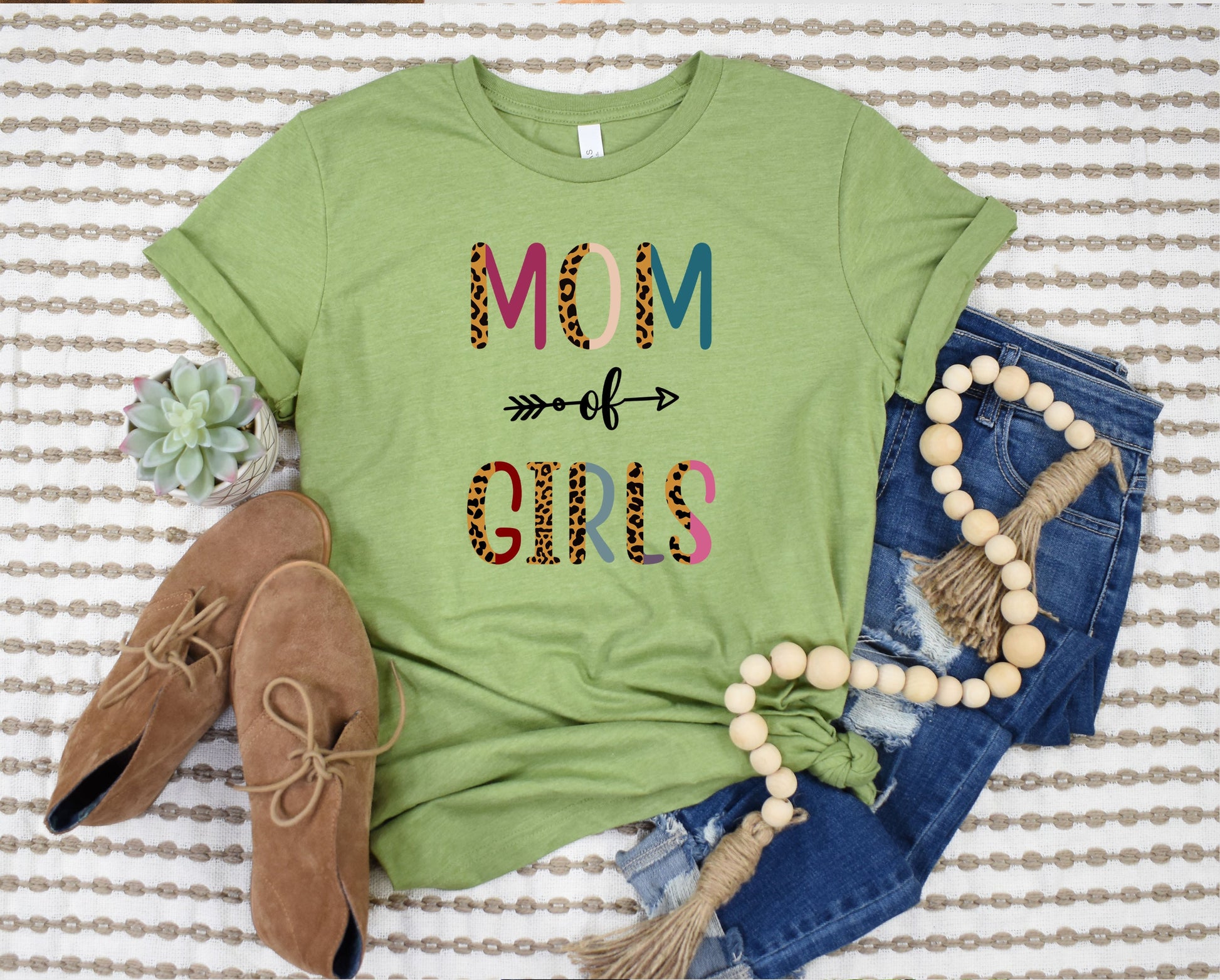Wholesale Mom of Girls Graphic Tee - Heather green