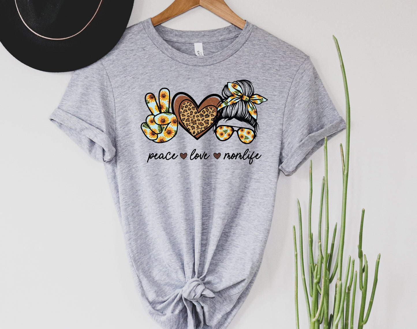 Wholesale Peace Love momlife Graphic Tee - Heather Sand