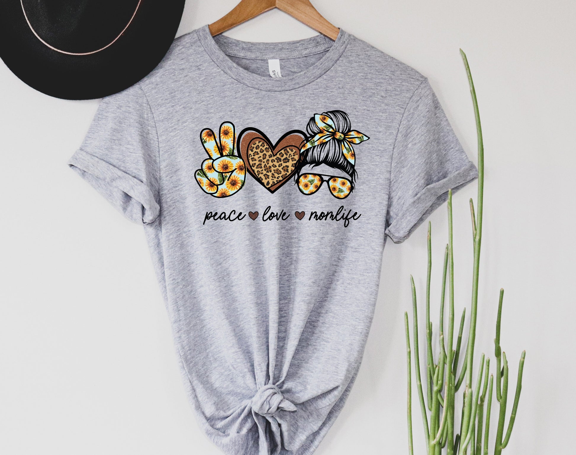Wholesale Peace Love momlife Graphic Tee - Heather Sand