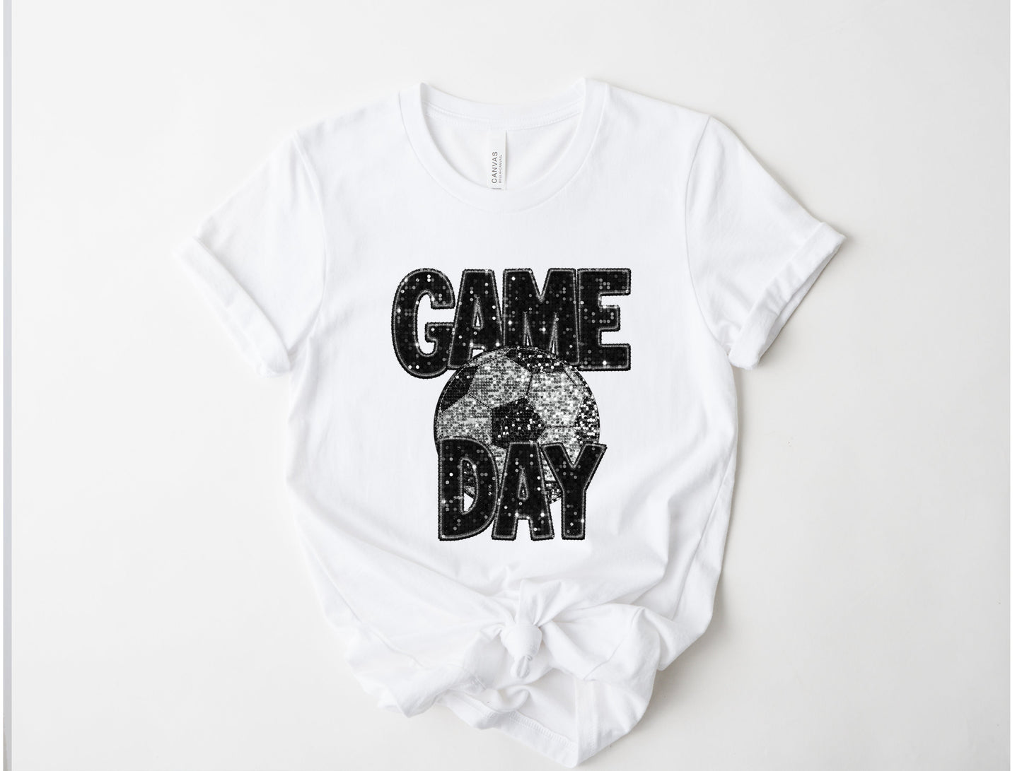 Wholesale Soccer Bling Graphic Tee - White Sweatshirt