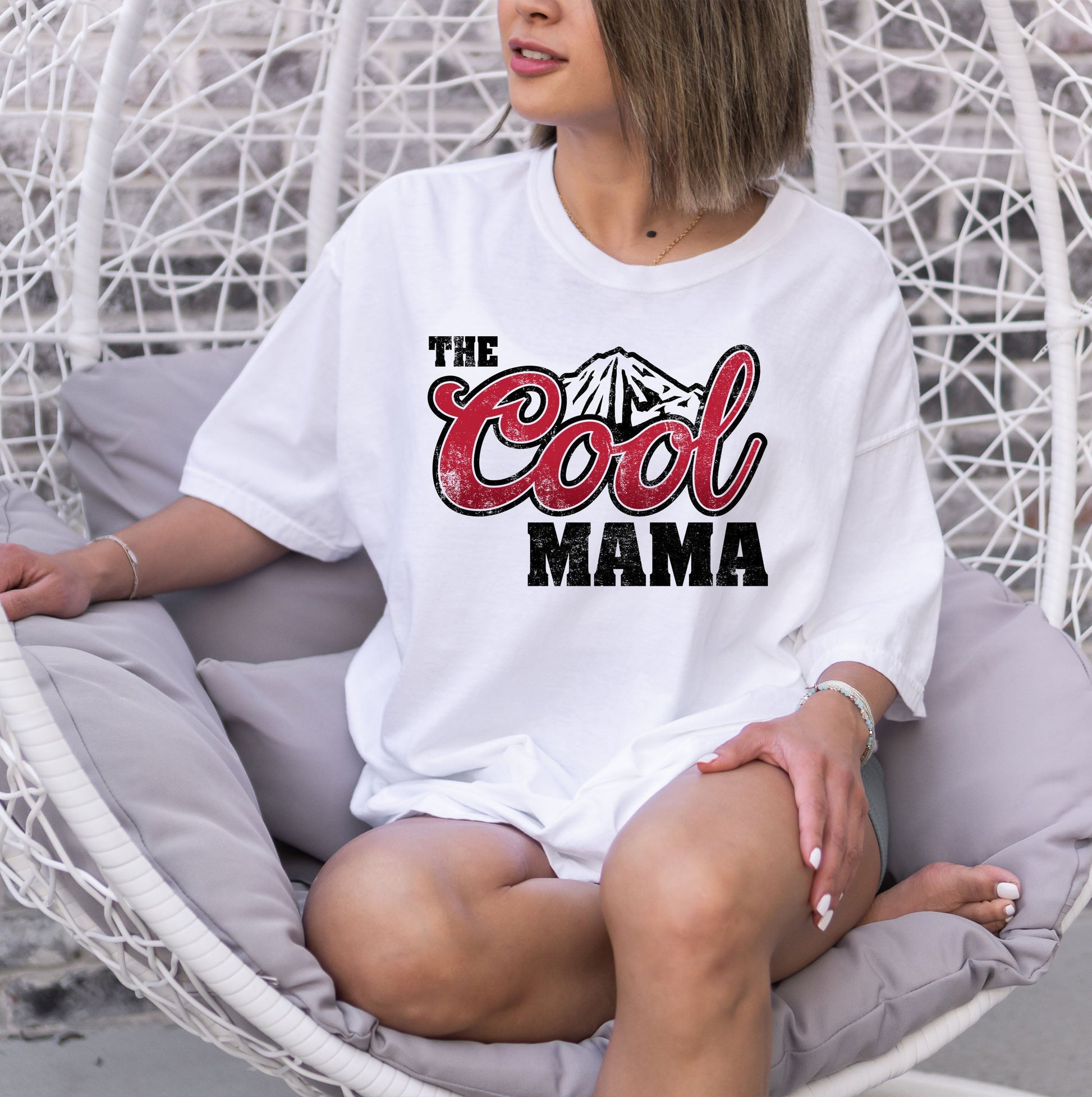 Wholesale The Cool Mama Graphic Tee - Grey Sweatshirt