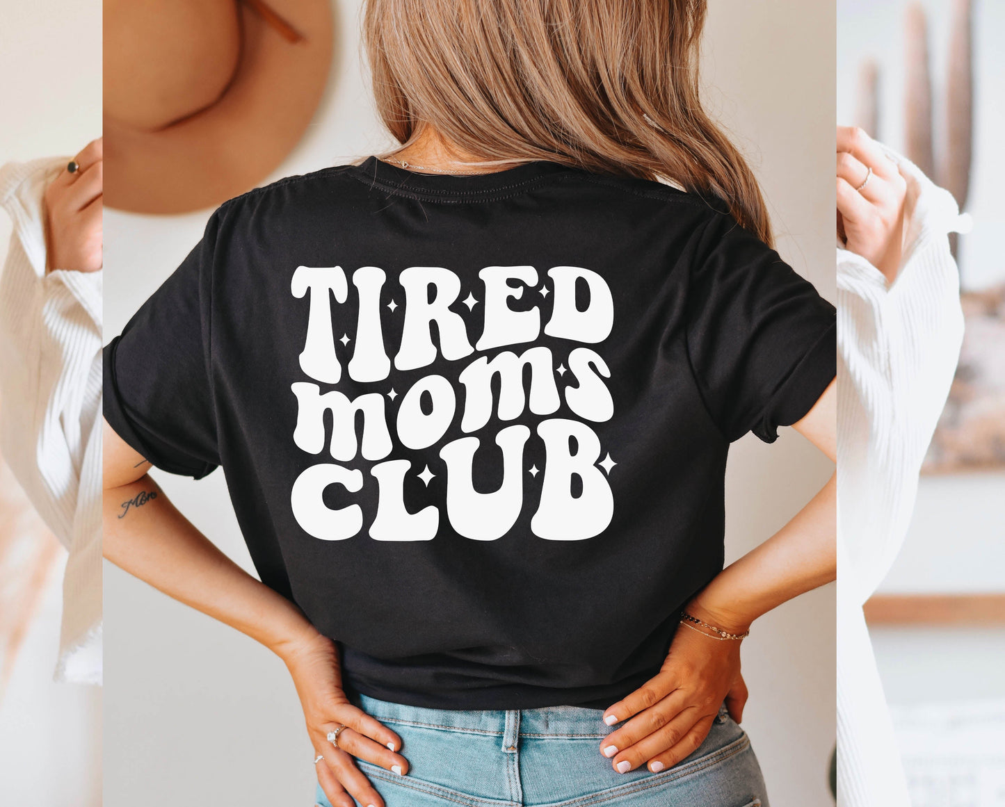 Wholesale Tired Moms Club Graphic Tee - Black