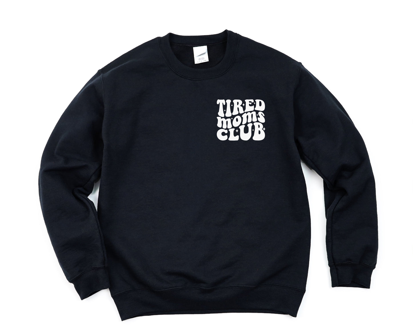Wholesale Tired Moms Club Pocket - Black Sweatshirt
