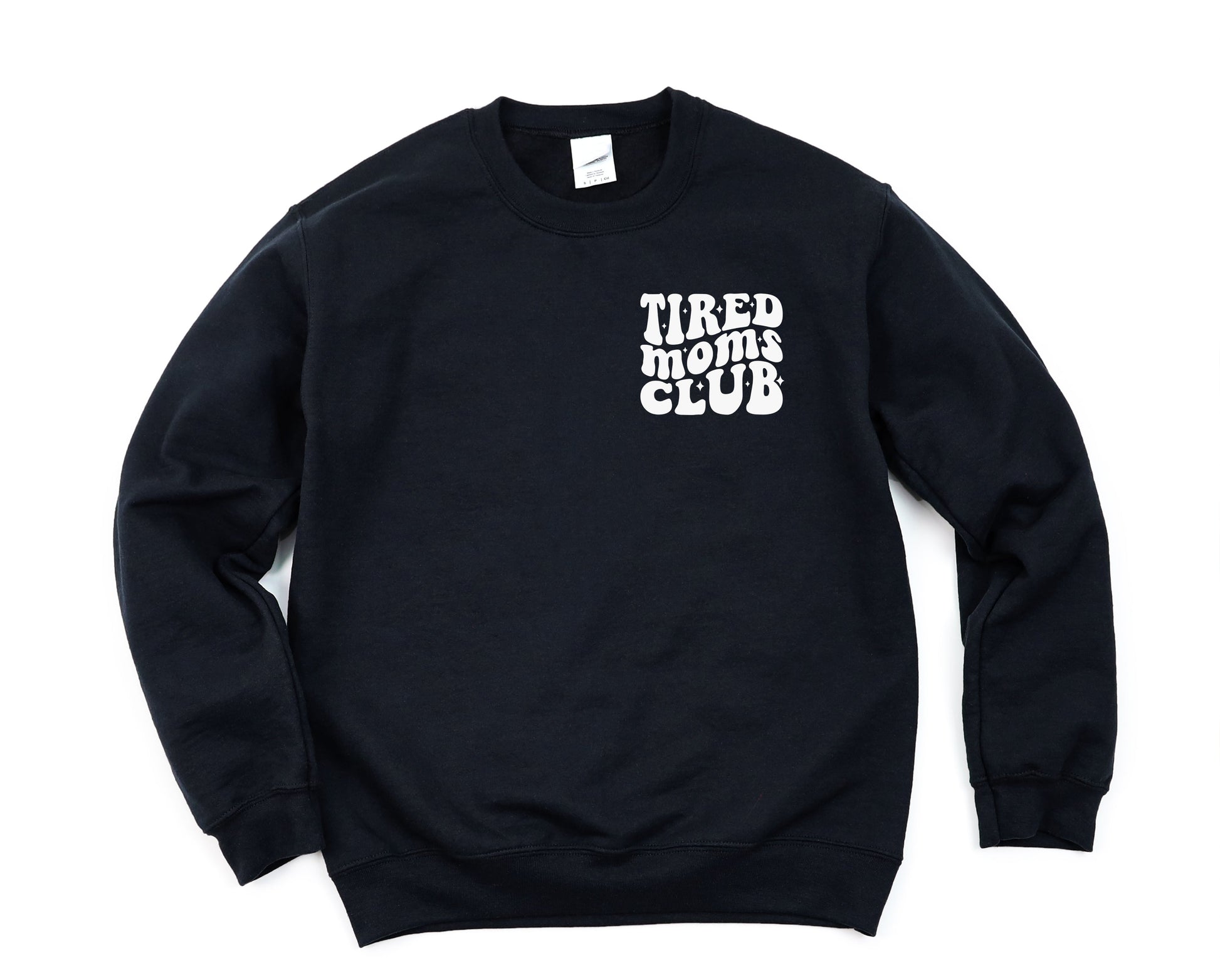Wholesale Tired Moms Club Pocket - Black Sweatshirt