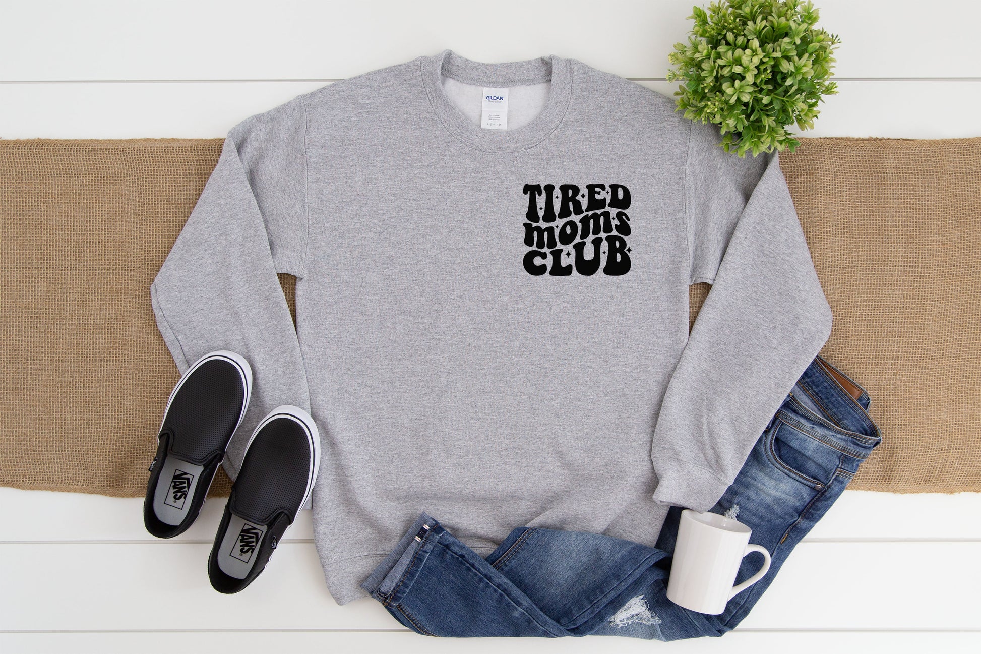 Wholesale Tired Moms Club Pocket - Grey Sweatshirt