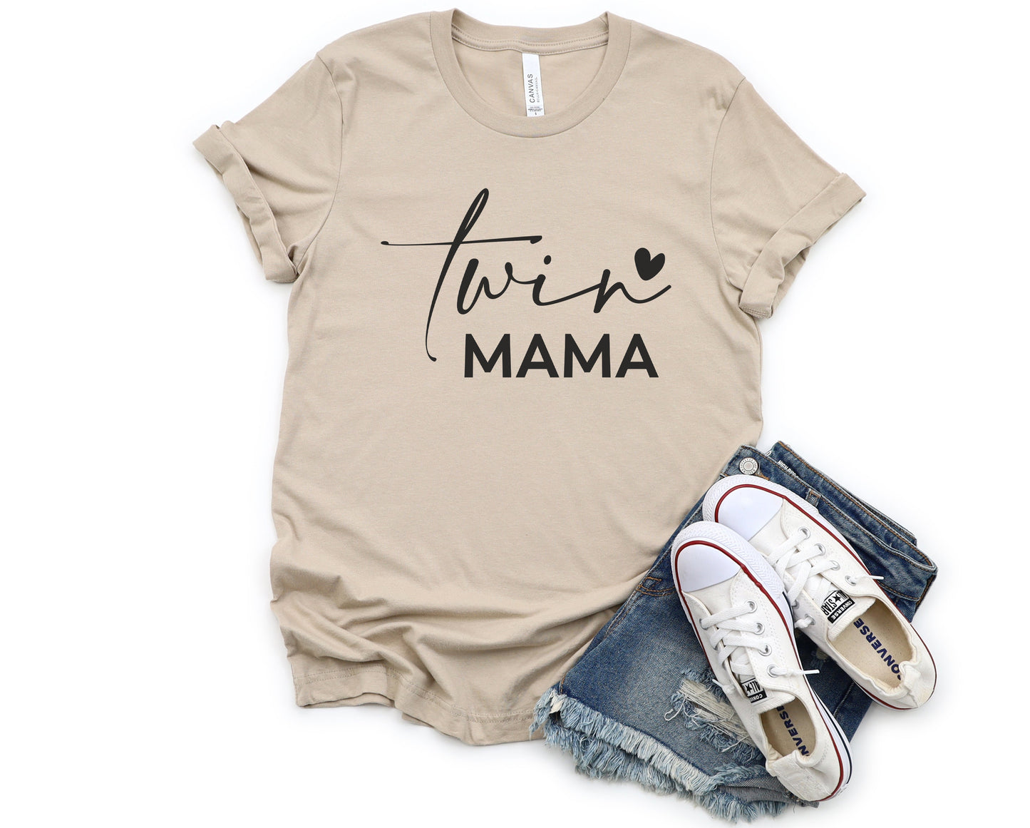 Wholesale Twin Mama Graphic Tee - Tan