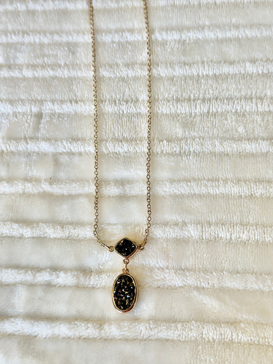 Black Druzy Necklace