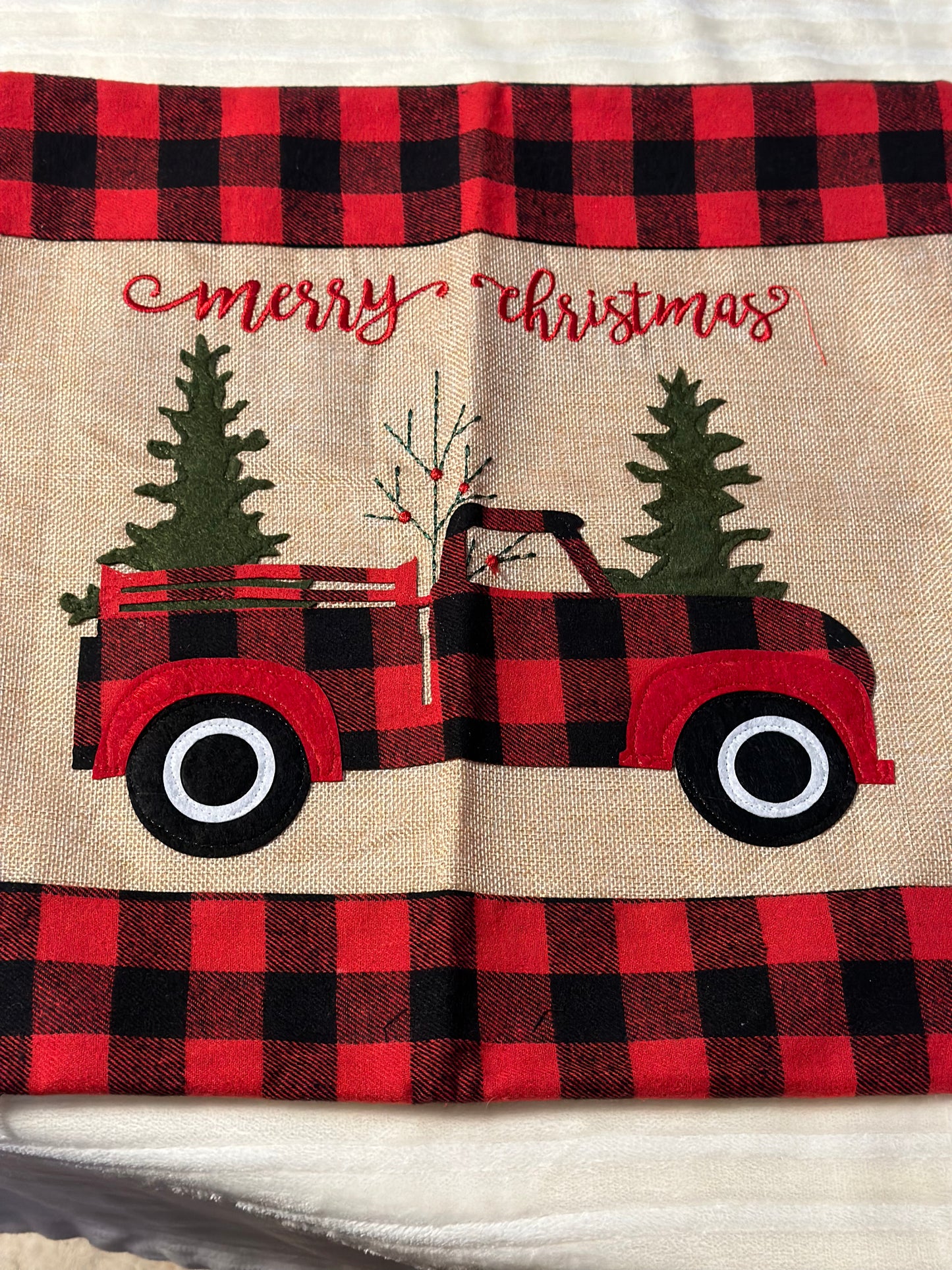 Buffalo Plaid Truck Pillow Cover