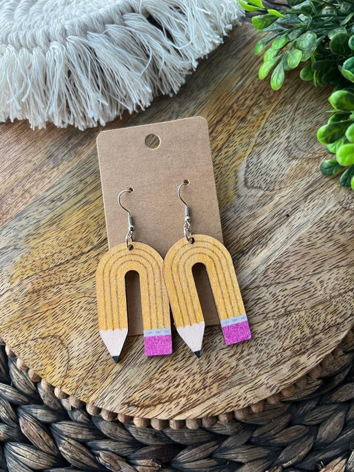 Wooden Pencil Earrings