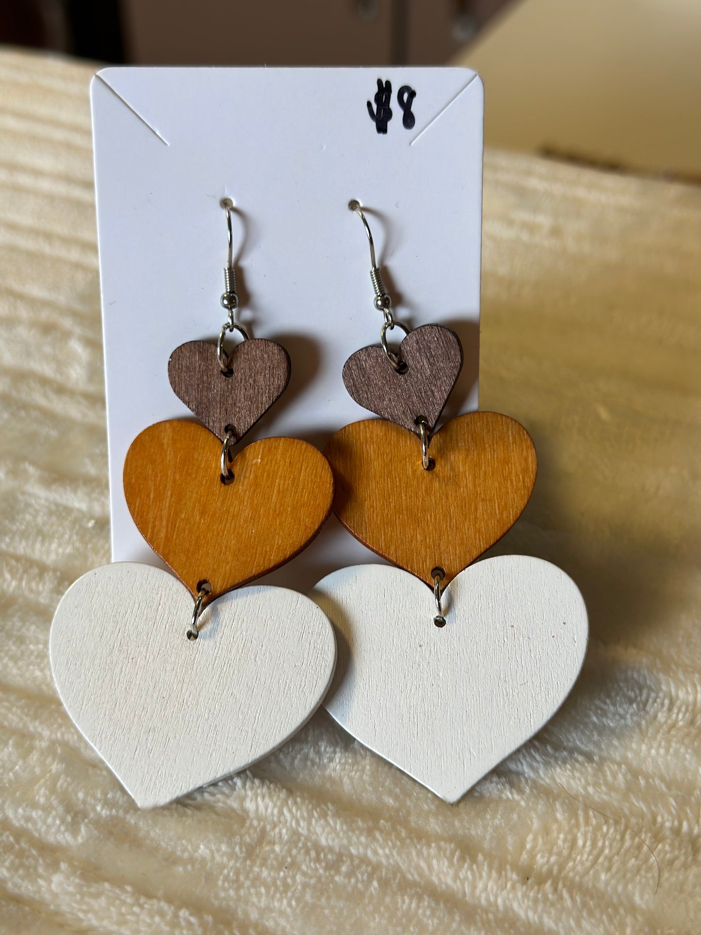 Wooden Heart Earrings