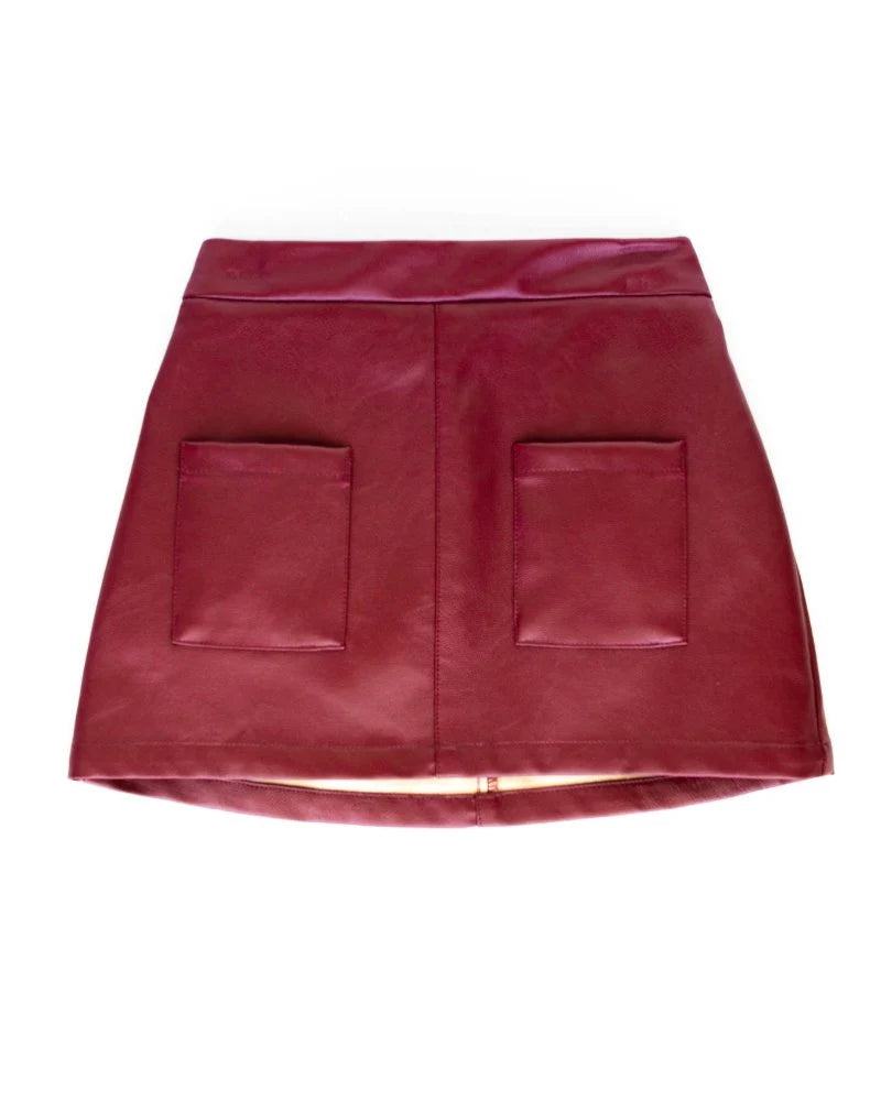 Katie Pocket Mini Skirt- Maroon