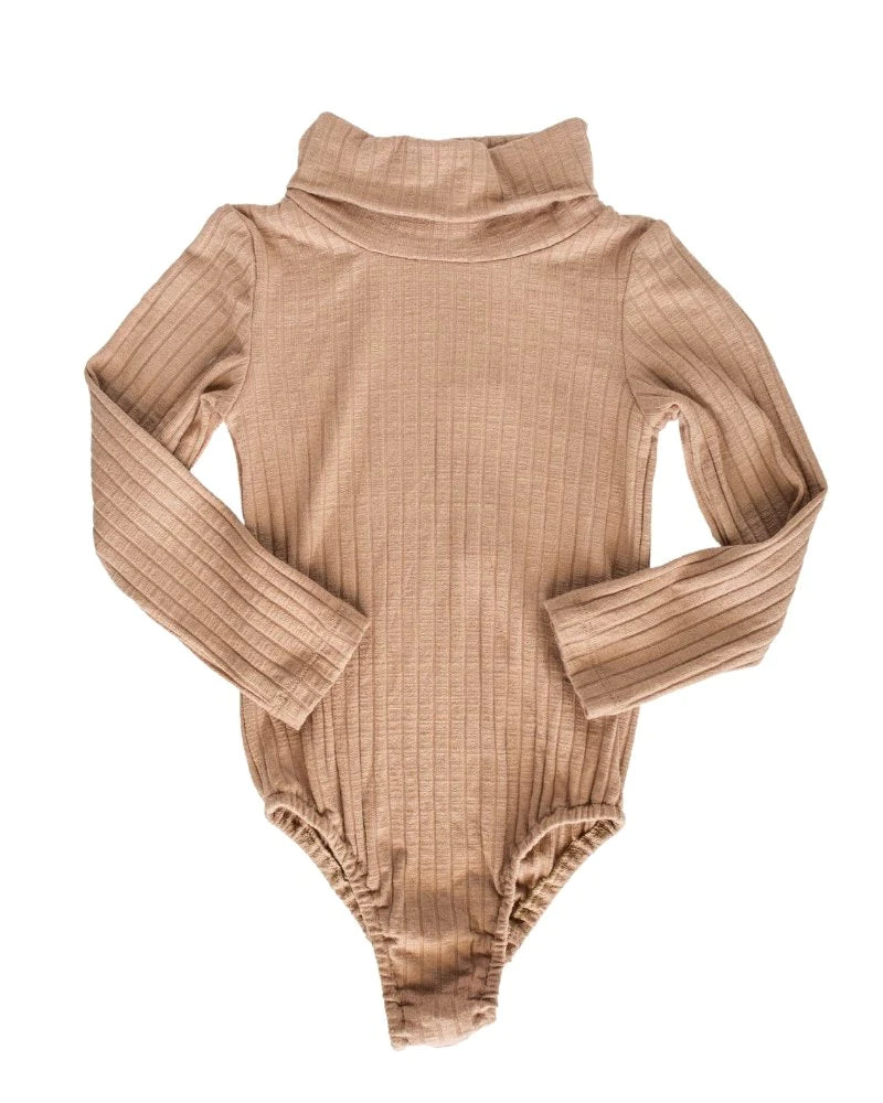 Alaska Ribbed Turtleneck Leotard- Brown Sugar