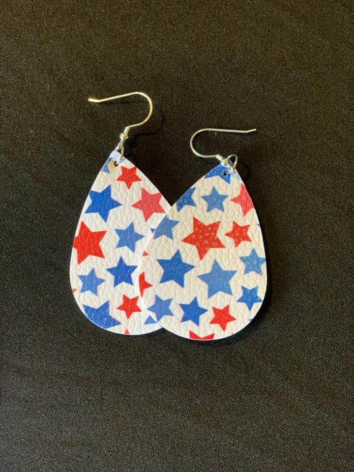 Red, White & Blue Large Star Earrings