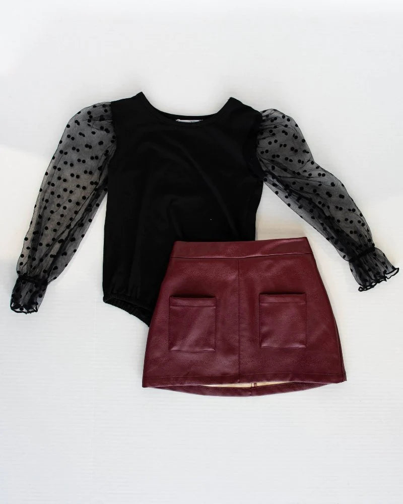 Katie Pocket Mini Skirt- Maroon