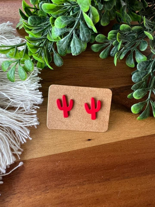 Red Cactus Studs